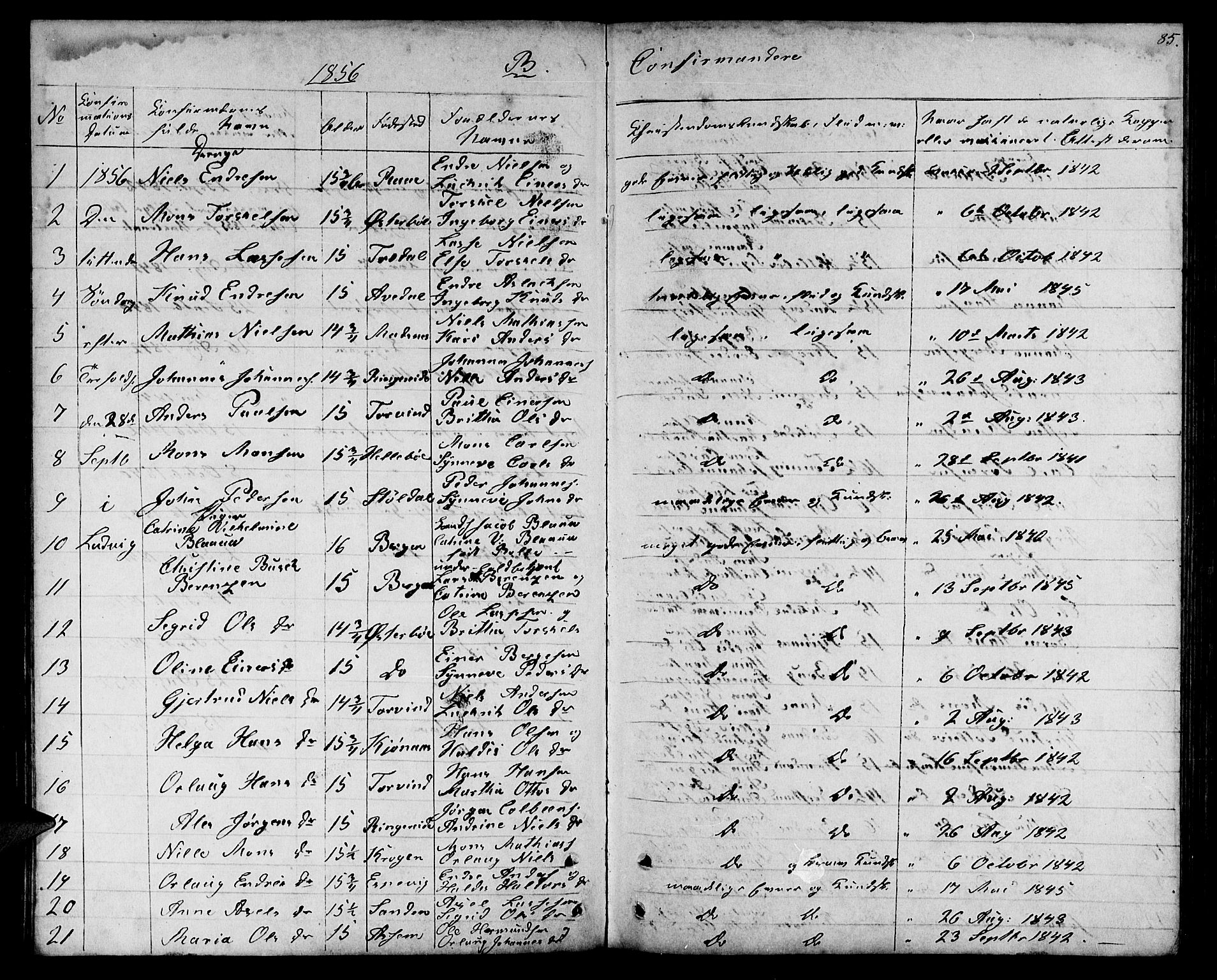 Lavik sokneprestembete, AV/SAB-A-80901: Klokkerbok nr. A 1, 1854-1881, s. 85