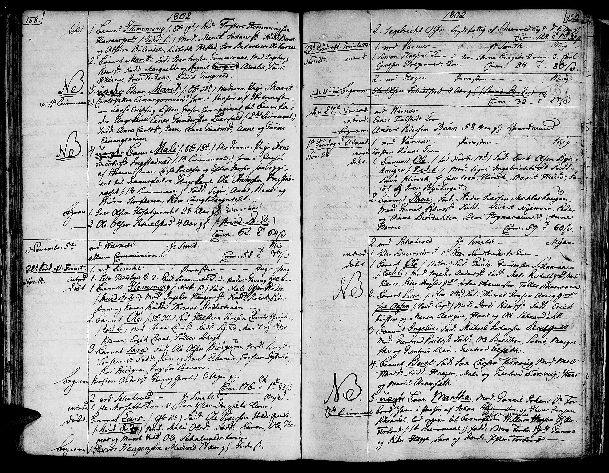 Ministerialprotokoller, klokkerbøker og fødselsregistre - Nord-Trøndelag, SAT/A-1458/709/L0060: Ministerialbok nr. 709A07, 1797-1815, s. 158-159