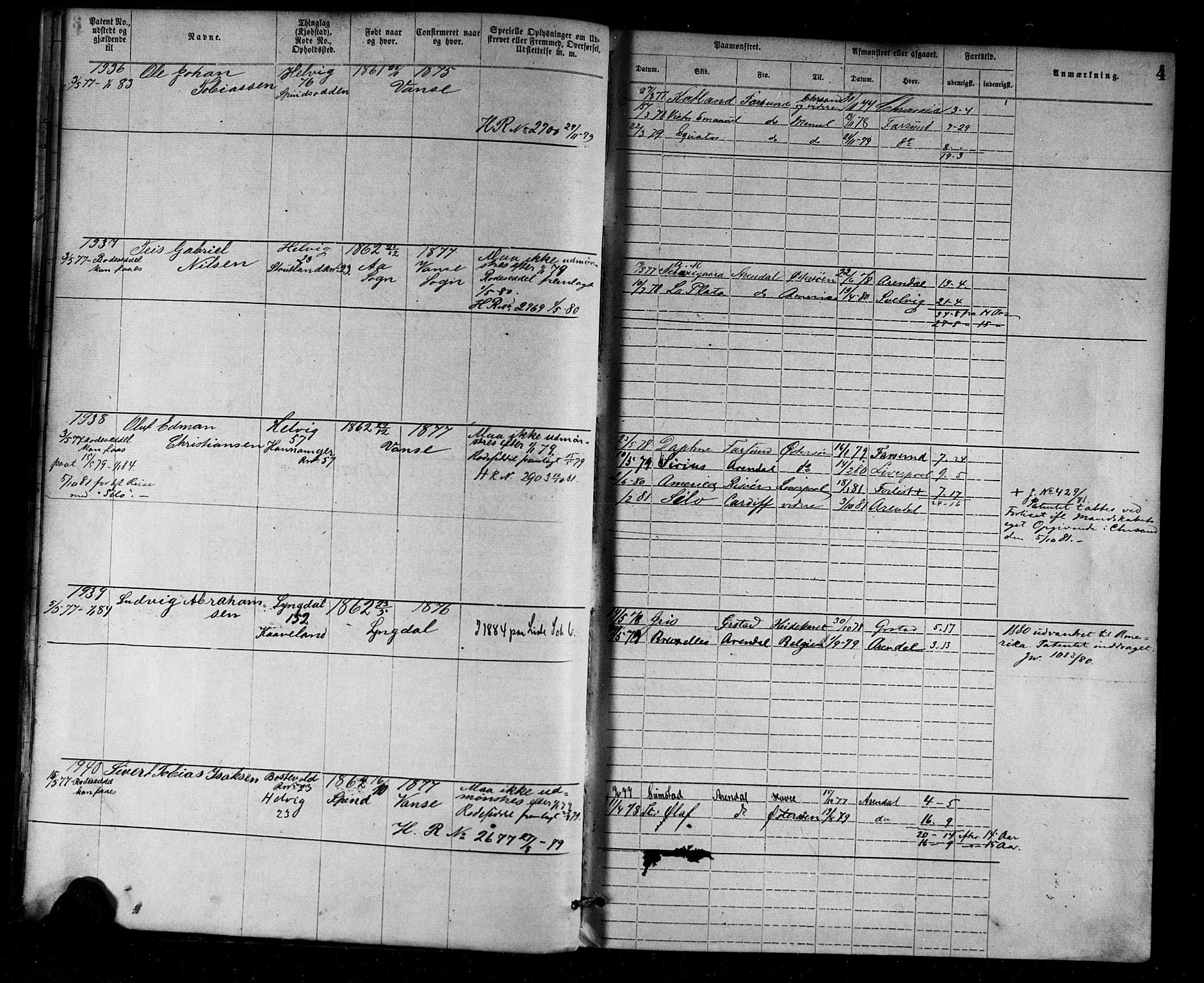 Farsund mønstringskrets, AV/SAK-2031-0017/F/Fa/L0002: Annotasjonsrulle nr 1921-3815 med register, M-2, 1877-1894, s. 30