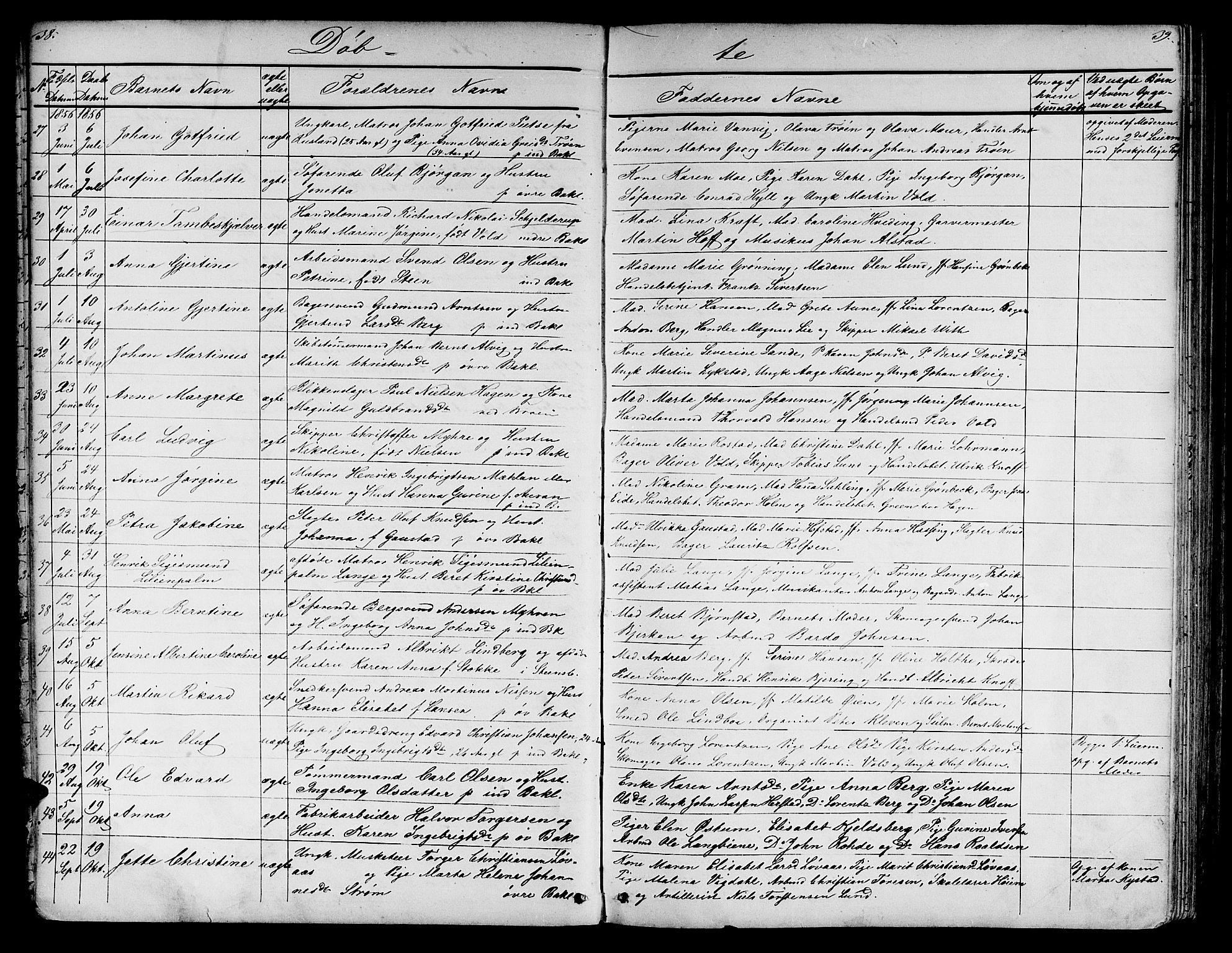 Ministerialprotokoller, klokkerbøker og fødselsregistre - Sør-Trøndelag, SAT/A-1456/604/L0219: Klokkerbok nr. 604C02, 1851-1869, s. 38-39