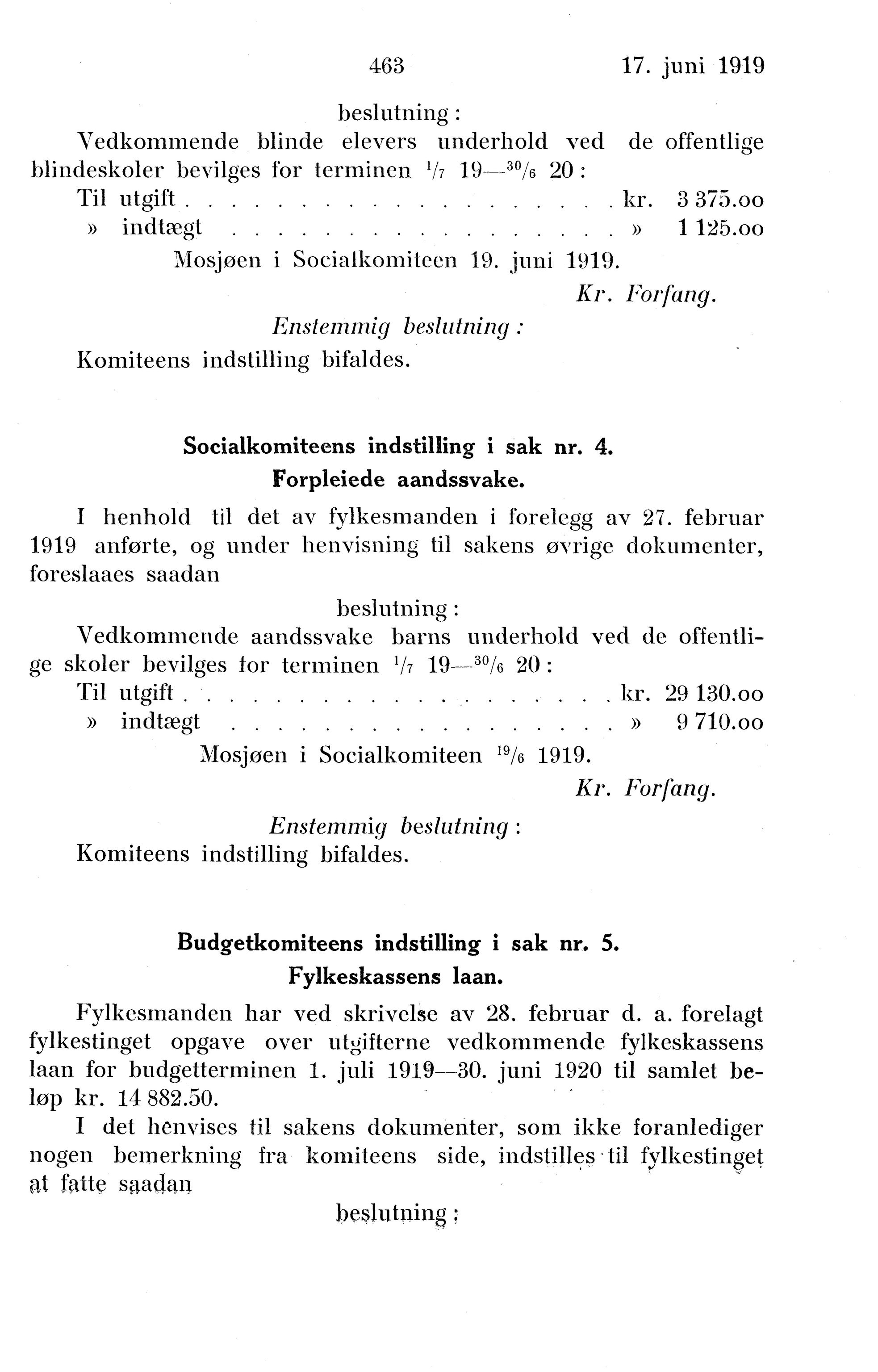 Nordland Fylkeskommune. Fylkestinget, AIN/NFK-17/176/A/Ac/L0042: Fylkestingsforhandlinger 1919, 1919