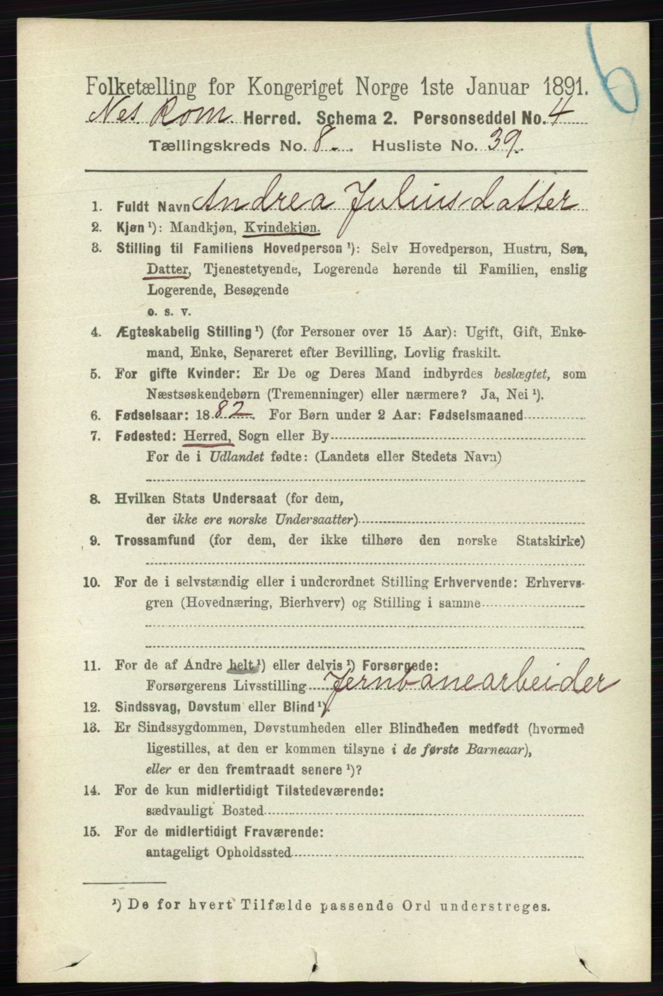 RA, Folketelling 1891 for 0236 Nes herred, 1891, s. 4850