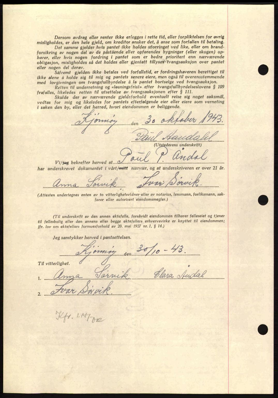 Nordmøre sorenskriveri, AV/SAT-A-4132/1/2/2Ca: Pantebok nr. B91, 1943-1944, Dagboknr: 246/1944