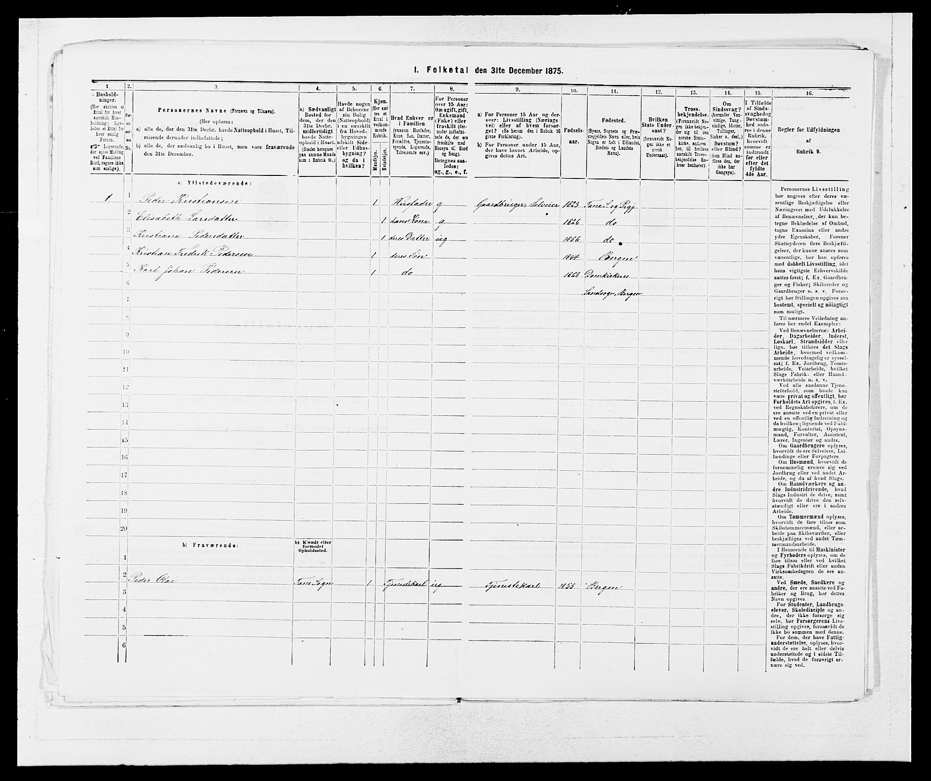 SAB, Folketelling 1875 for 1249P Fana prestegjeld, 1875, s. 427