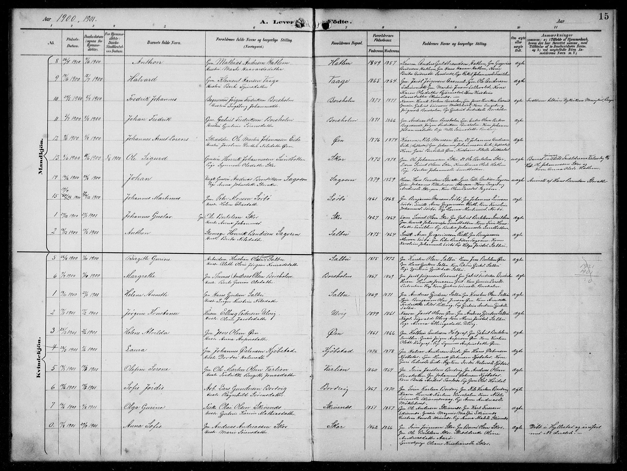Hyllestad sokneprestembete, AV/SAB-A-80401: Klokkerbok nr. C 3, 1894-1913, s. 15