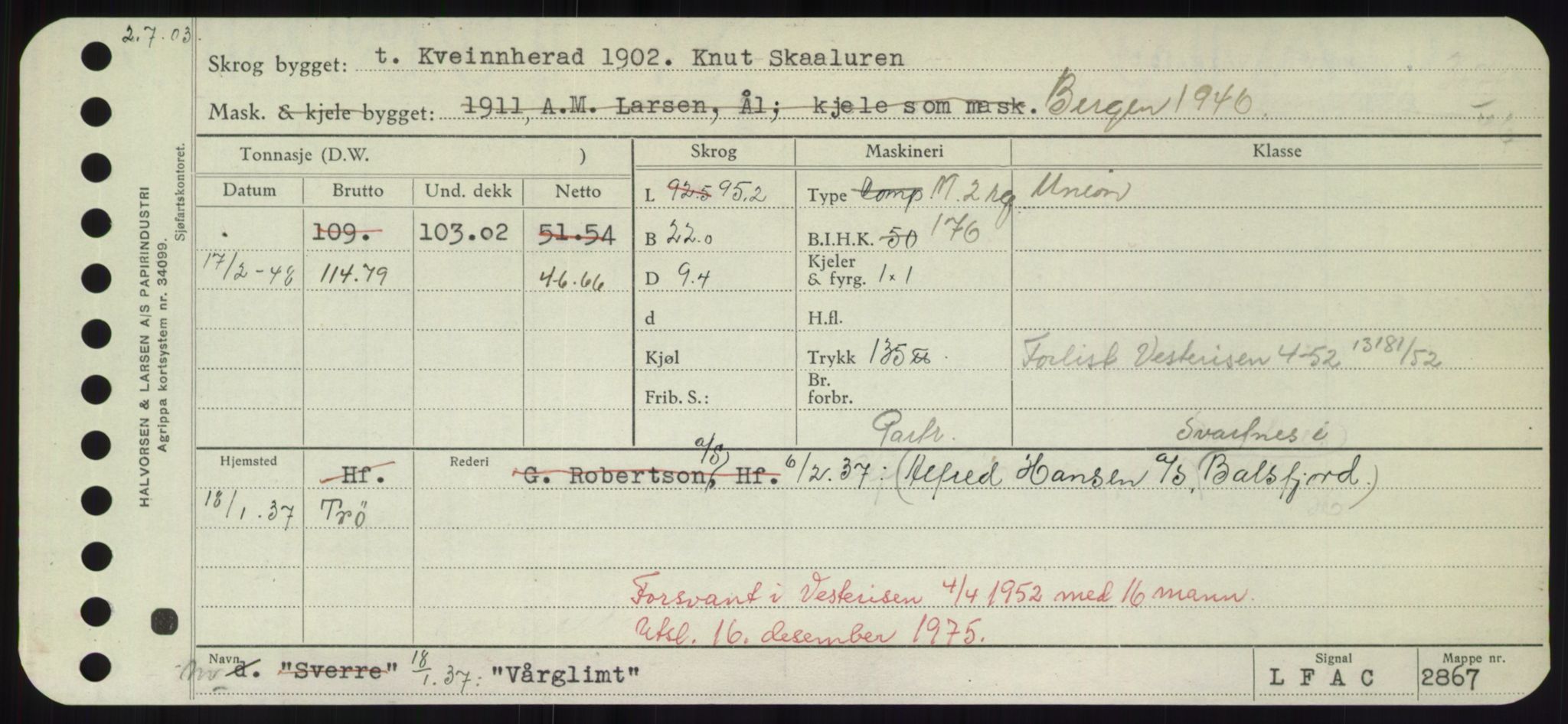 Sjøfartsdirektoratet med forløpere, Skipsmålingen, AV/RA-S-1627/H/Hd/L0042: Fartøy, Vi-We, s. 215