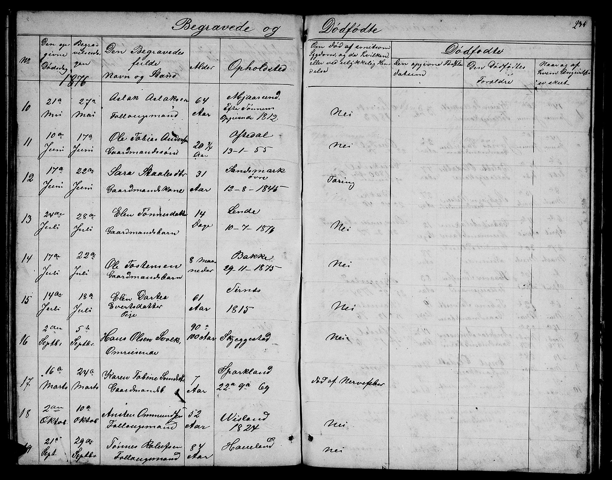 Bakke sokneprestkontor, AV/SAK-1111-0002/F/Fb/Fba/L0001: Klokkerbok nr. B 1, 1849-1879, s. 234