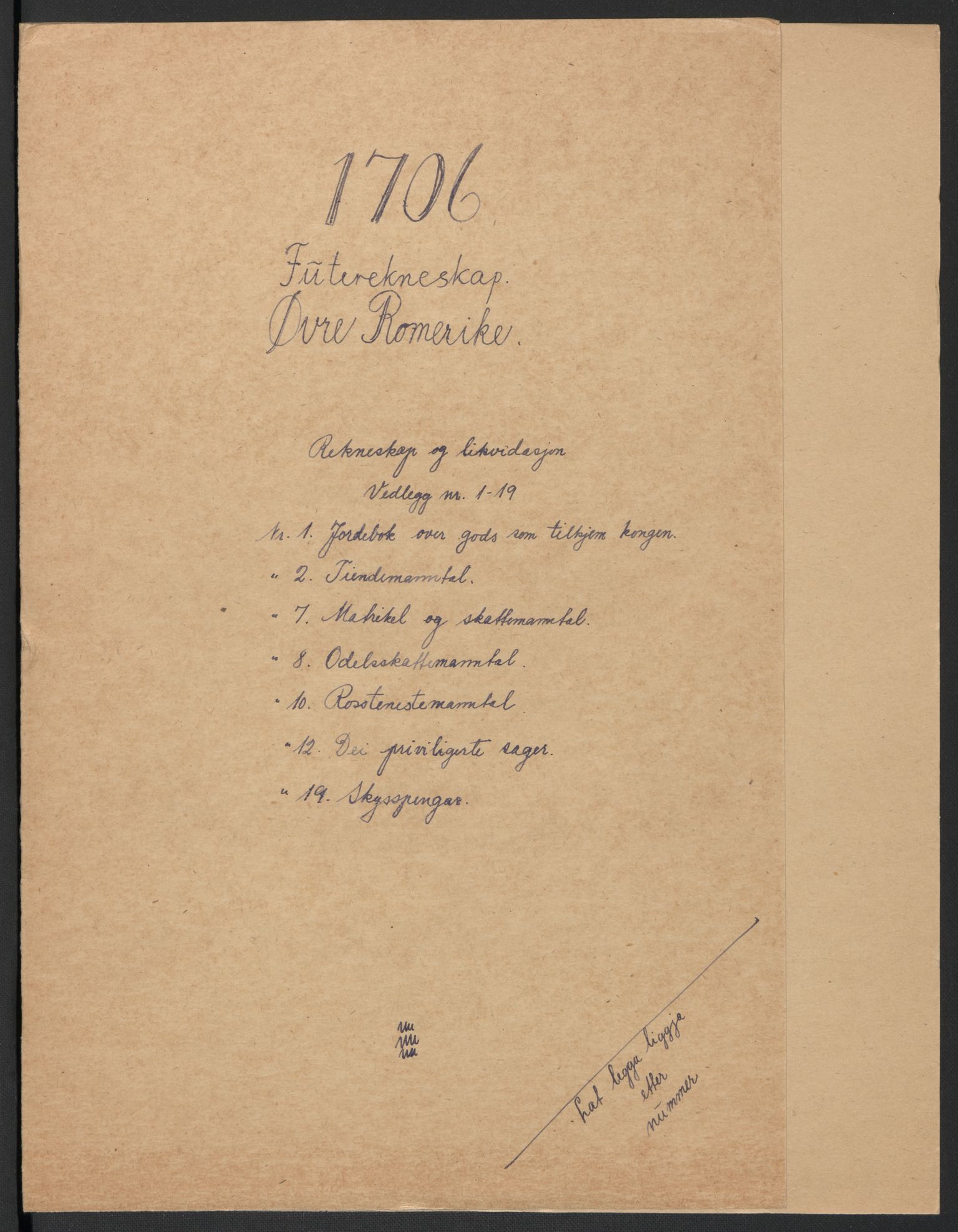Rentekammeret inntil 1814, Reviderte regnskaper, Fogderegnskap, AV/RA-EA-4092/R12/L0718: Fogderegnskap Øvre Romerike, 1706-1707, s. 2