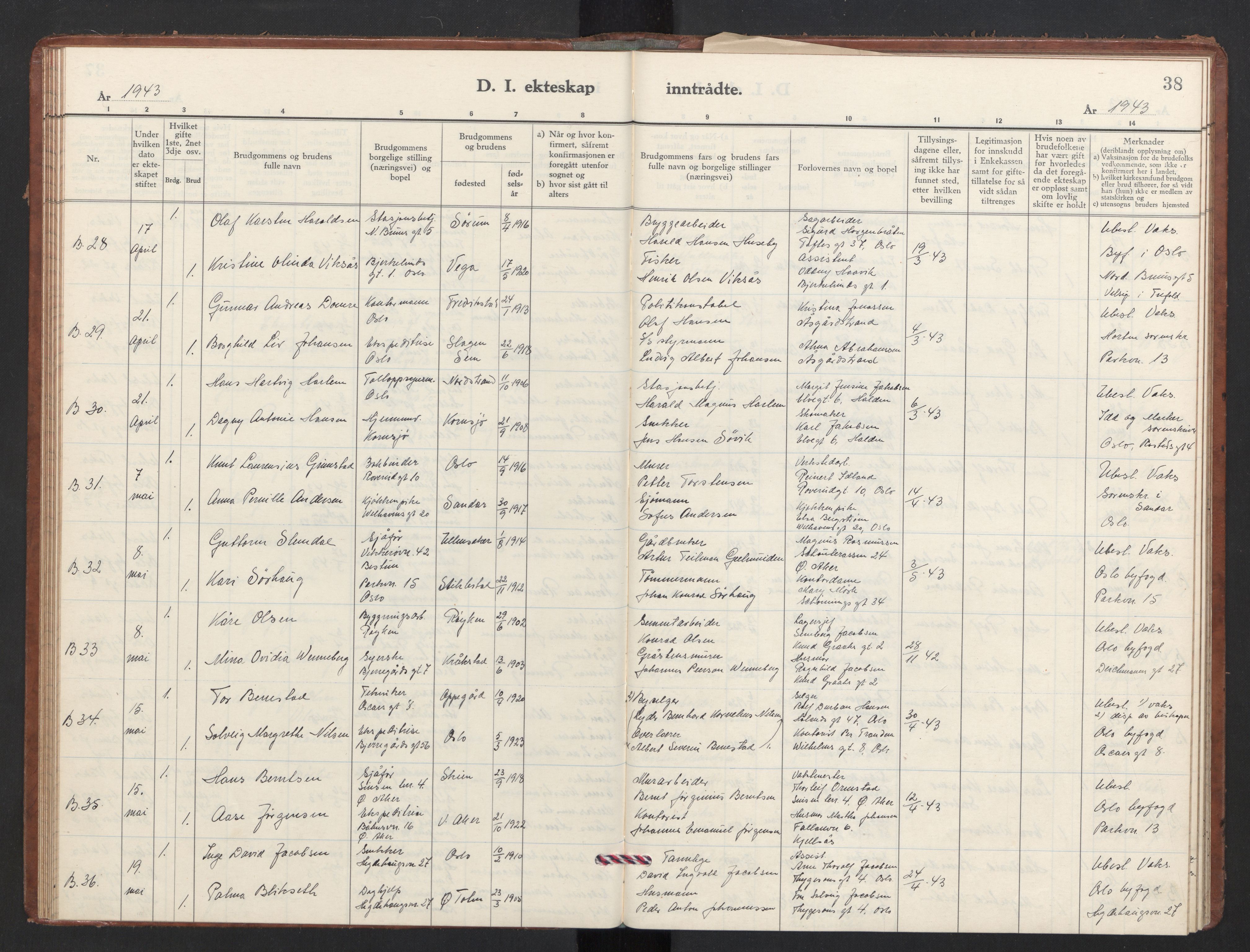 Trefoldighet prestekontor Kirkebøker, AV/SAO-A-10882/F/Fg/L0003: Ministerialbok nr. VII 3, 1940-1948, s. 38