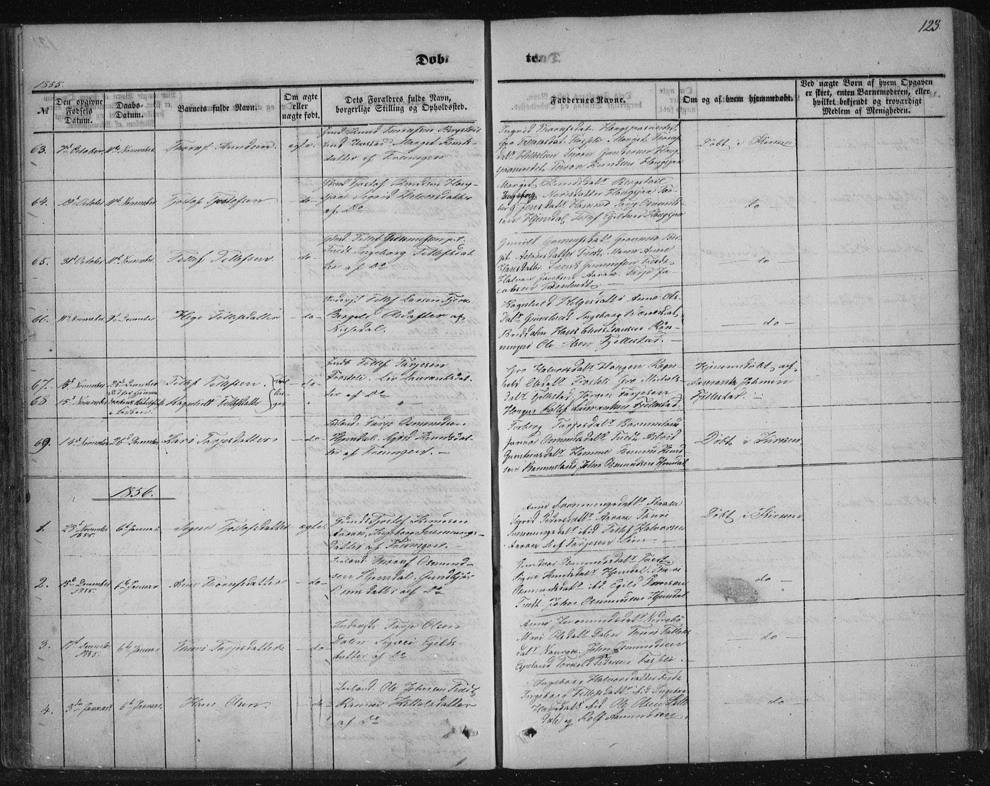 Nissedal kirkebøker, AV/SAKO-A-288/F/Fa/L0003: Ministerialbok nr. I 3, 1846-1870, s. 122-123