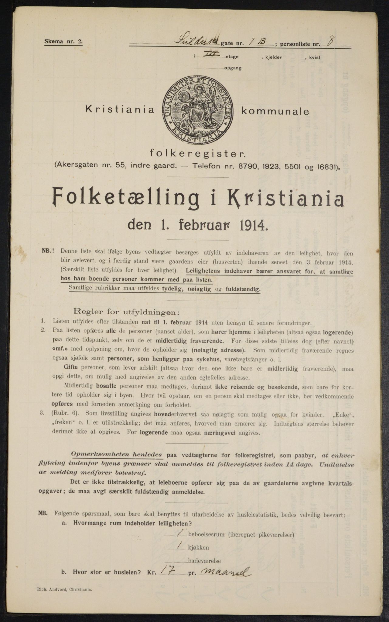 OBA, Kommunal folketelling 1.2.1914 for Kristiania, 1914, s. 93643