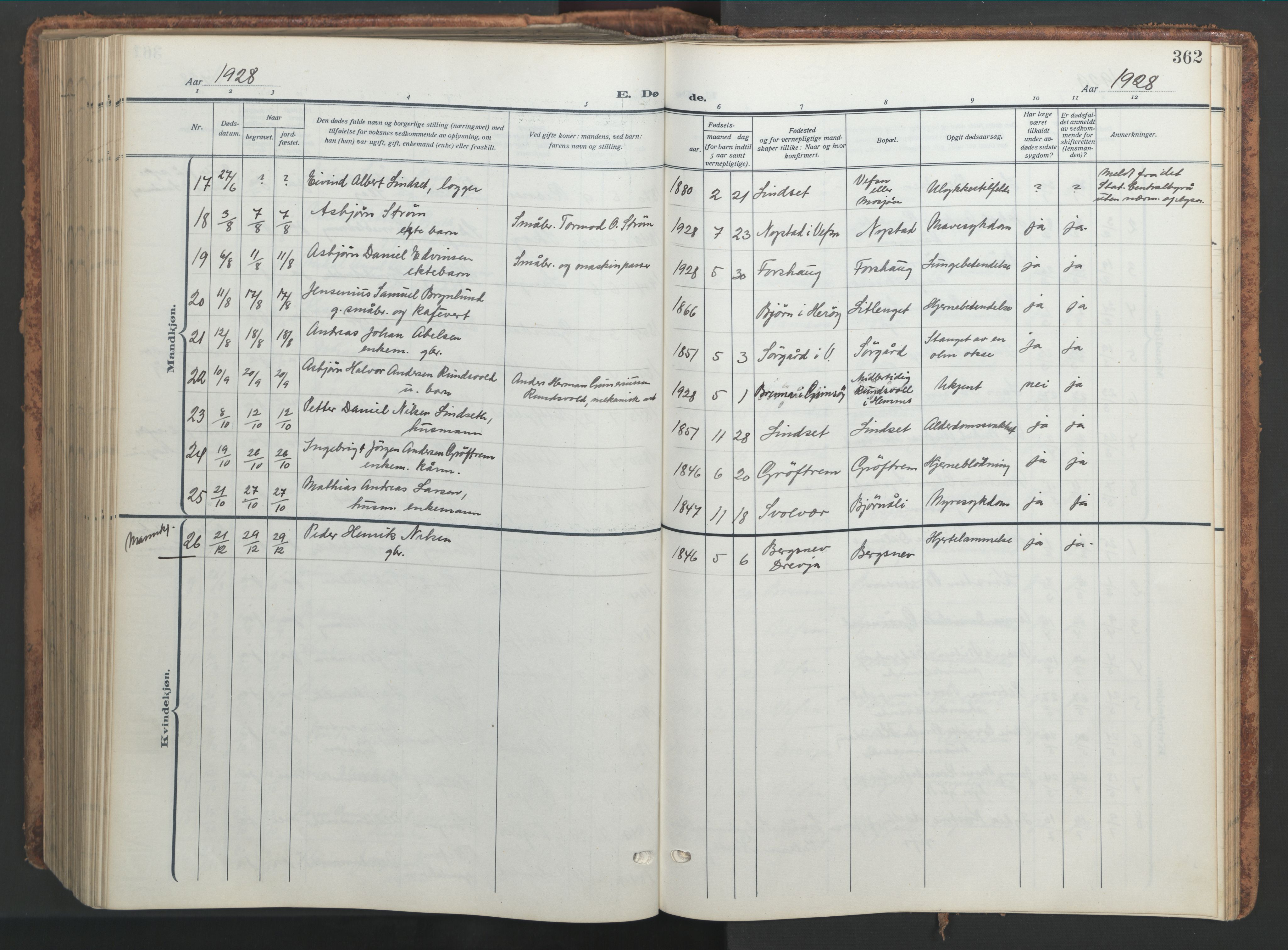 Ministerialprotokoller, klokkerbøker og fødselsregistre - Nordland, AV/SAT-A-1459/820/L0302: Klokkerbok nr. 820C04, 1917-1948, s. 362