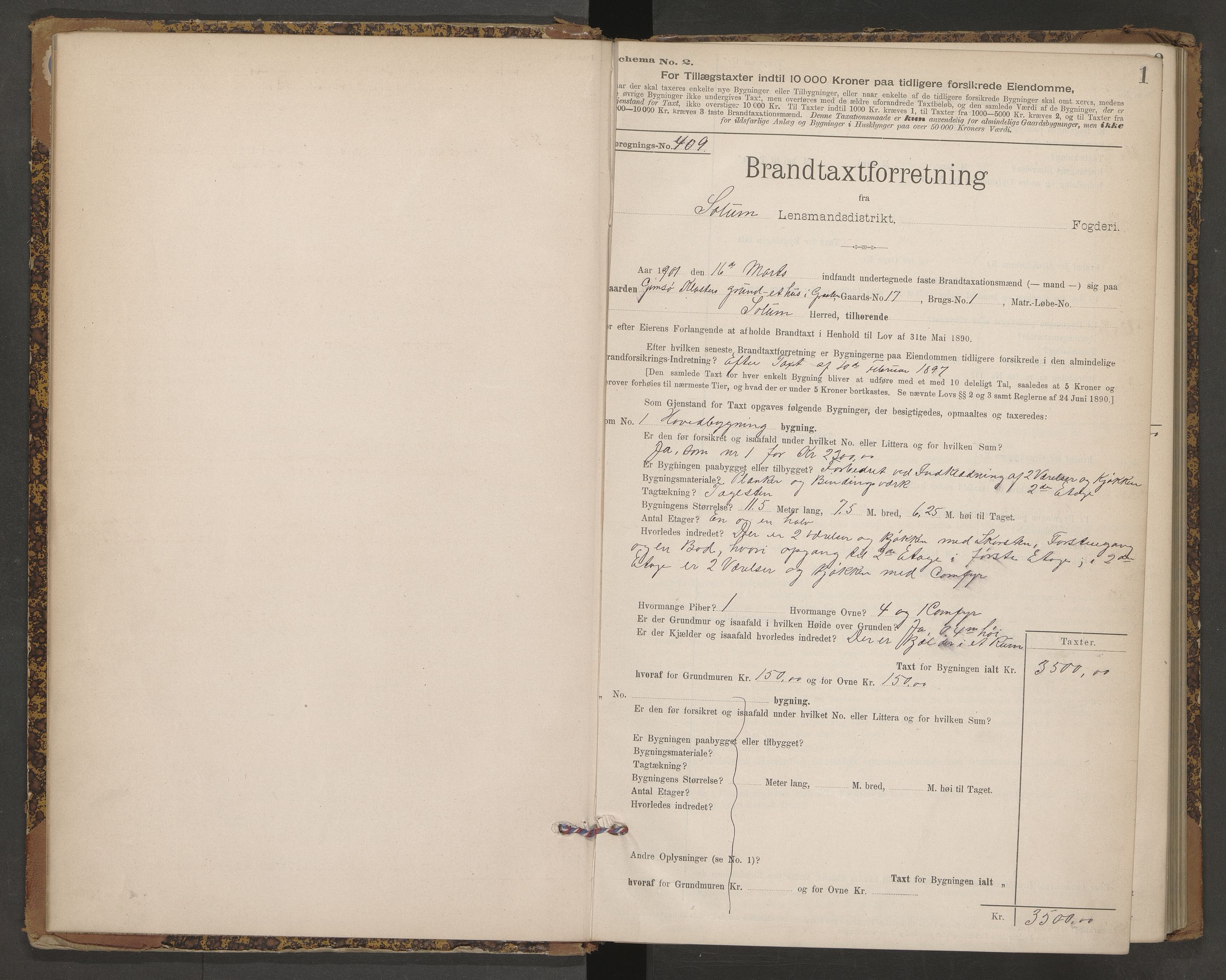 Solum lensmannskontor, AV/SAKO-A-575/Y/Yb/Ybb/L0004: Skjematakstprotokoll, 1901-1905