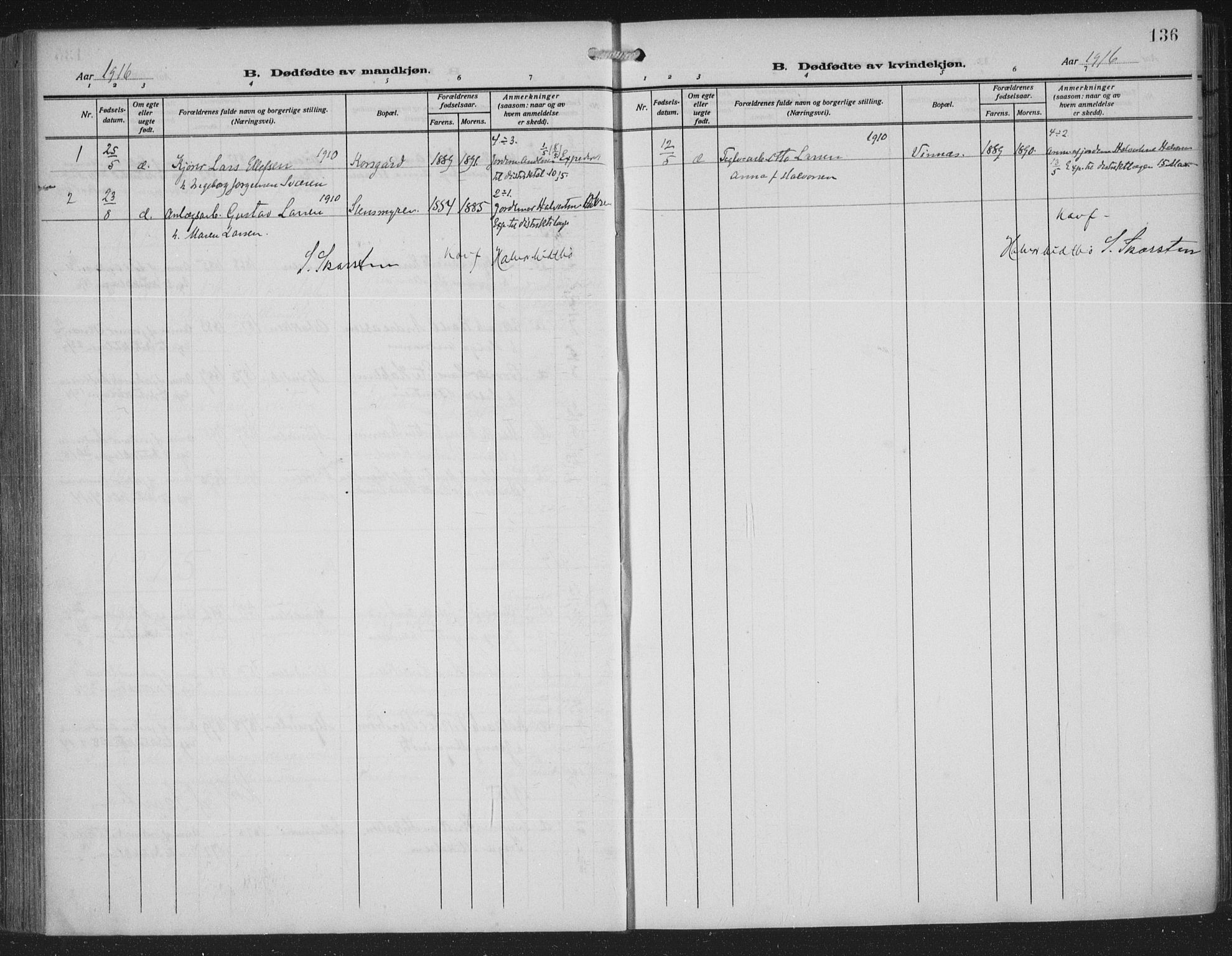 Nedre Eiker kirkebøker, SAKO/A-612/F/Fa/L0007: Ministerialbok nr. 7, 1912-1918, s. 136