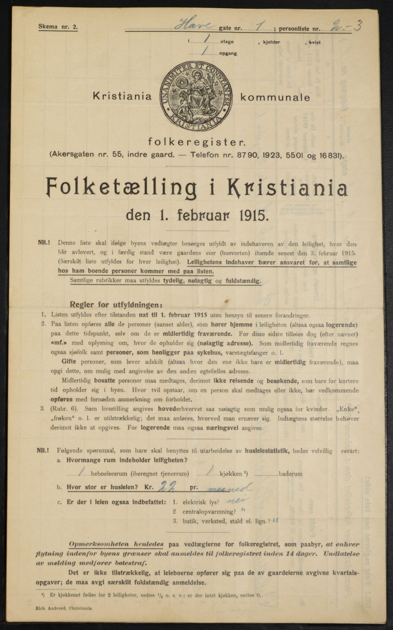 OBA, Kommunal folketelling 1.2.1915 for Kristiania, 1915, s. 32941