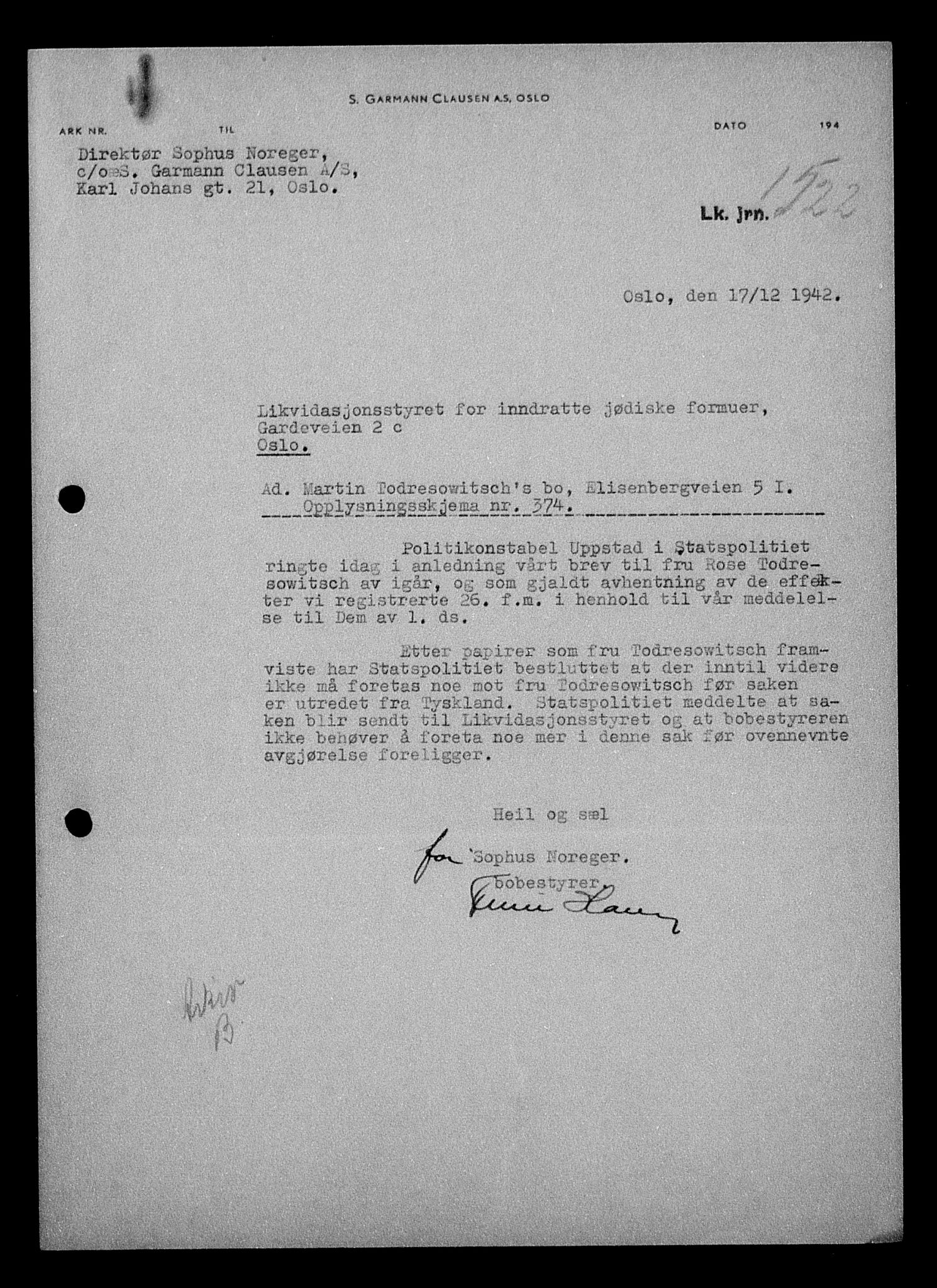 Justisdepartementet, Tilbakeføringskontoret for inndratte formuer, AV/RA-S-1564/H/Hc/Hcc/L0984: --, 1945-1947, s. 7
