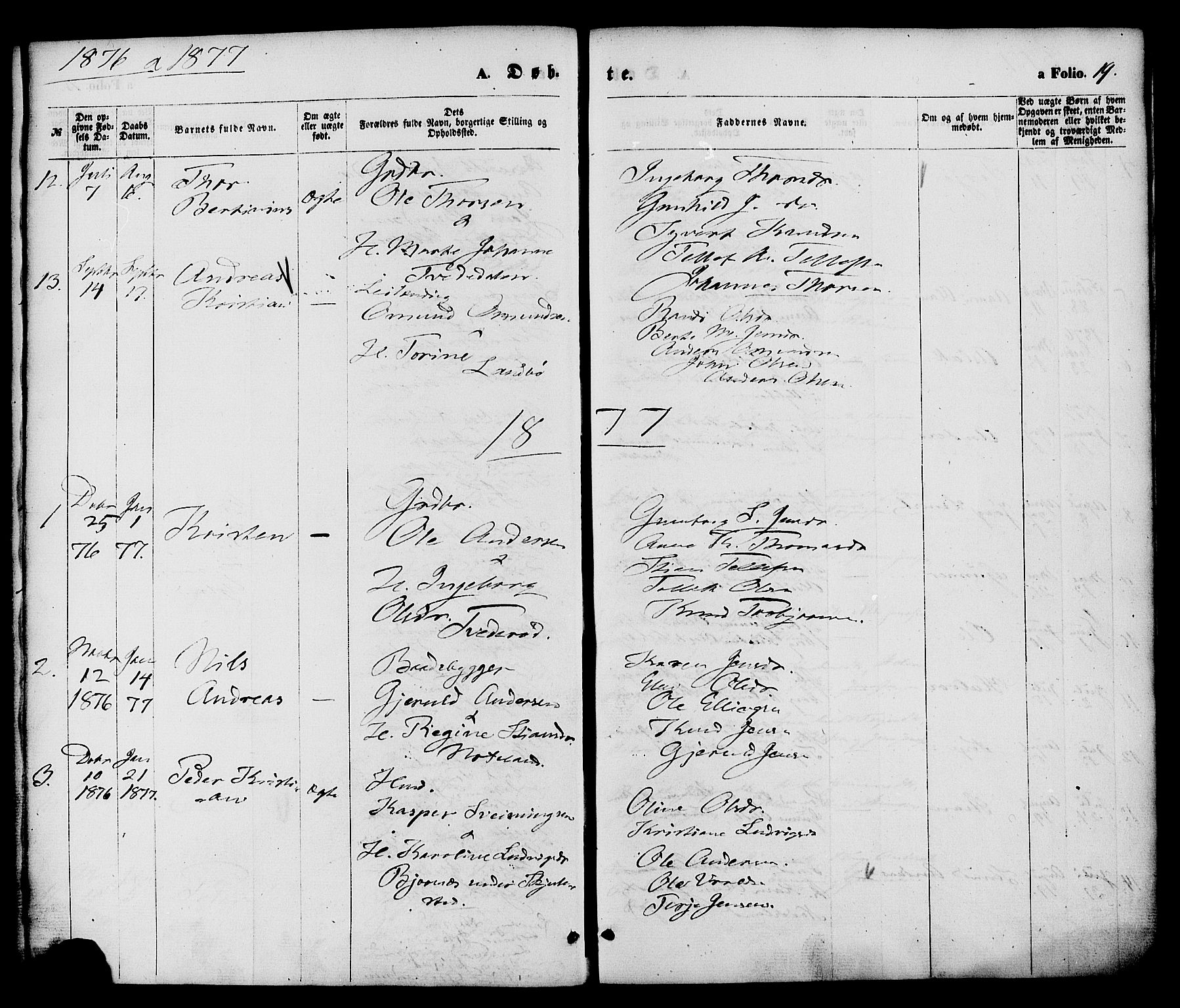 Austre Moland sokneprestkontor, AV/SAK-1111-0001/F/Fa/Faa/L0009: Ministerialbok nr. A 9, 1869-1879, s. 19