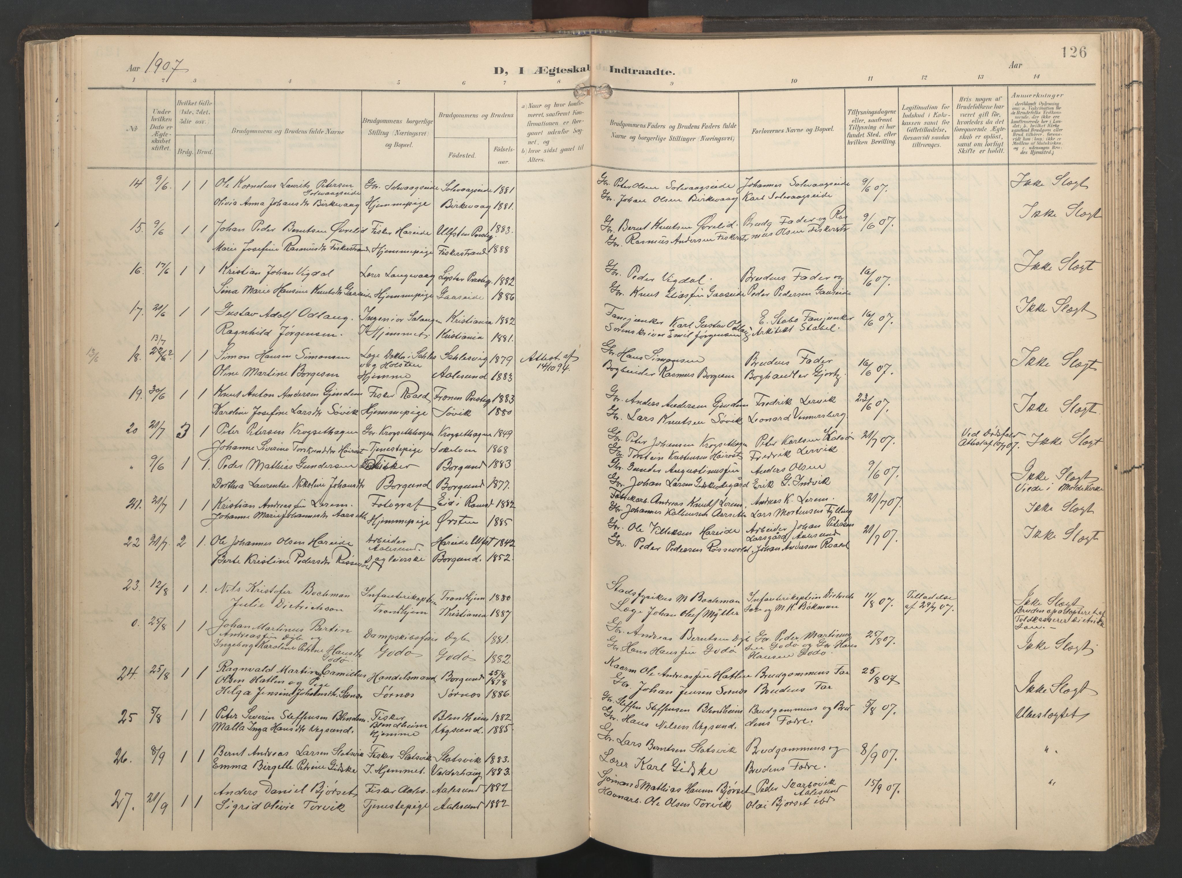 Ministerialprotokoller, klokkerbøker og fødselsregistre - Møre og Romsdal, AV/SAT-A-1454/528/L0433: Klokkerbok nr. 528C14, 1899-1922, s. 126