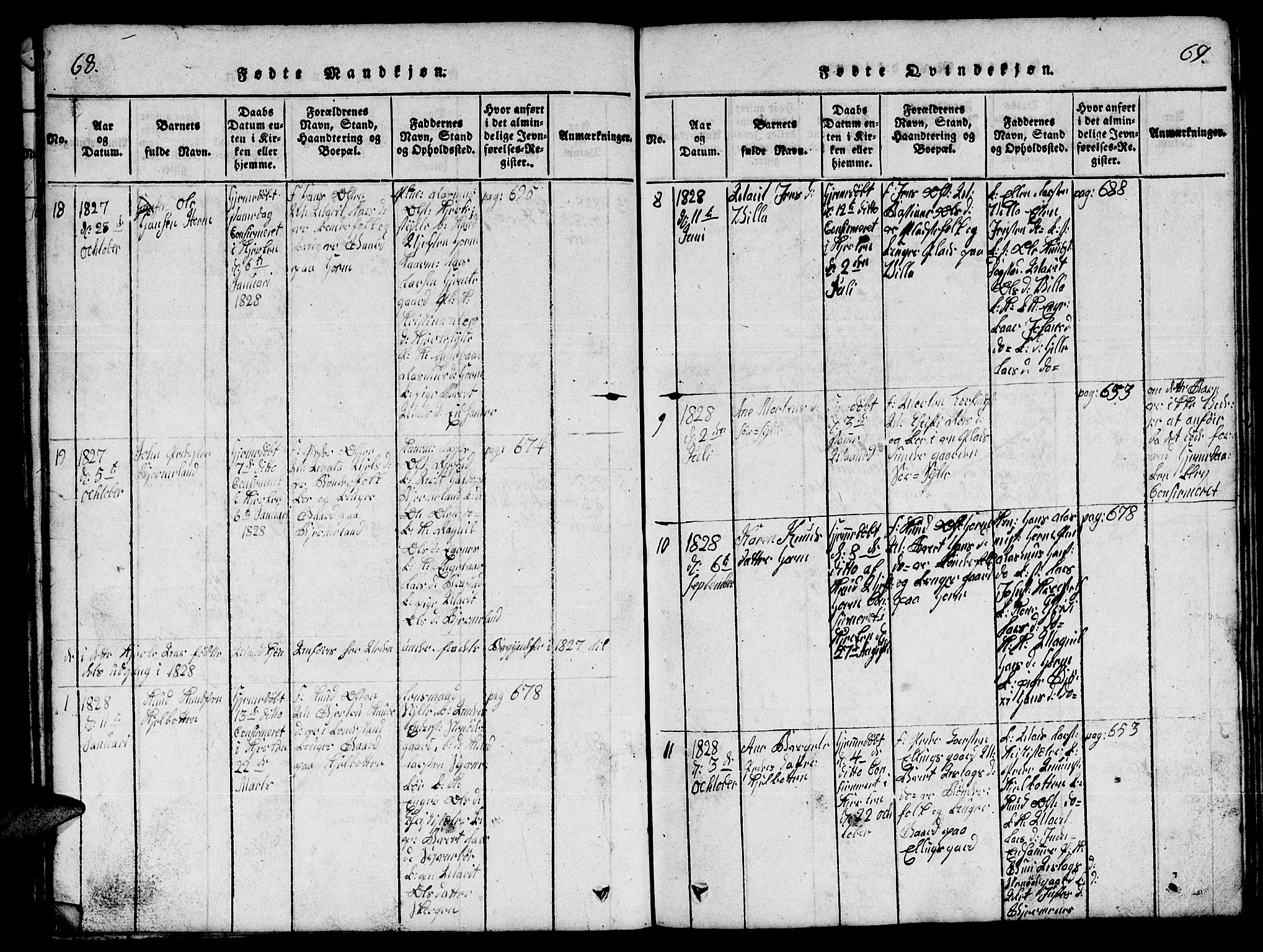 Ministerialprotokoller, klokkerbøker og fødselsregistre - Møre og Romsdal, AV/SAT-A-1454/541/L0546: Klokkerbok nr. 541C01, 1818-1856, s. 68-69