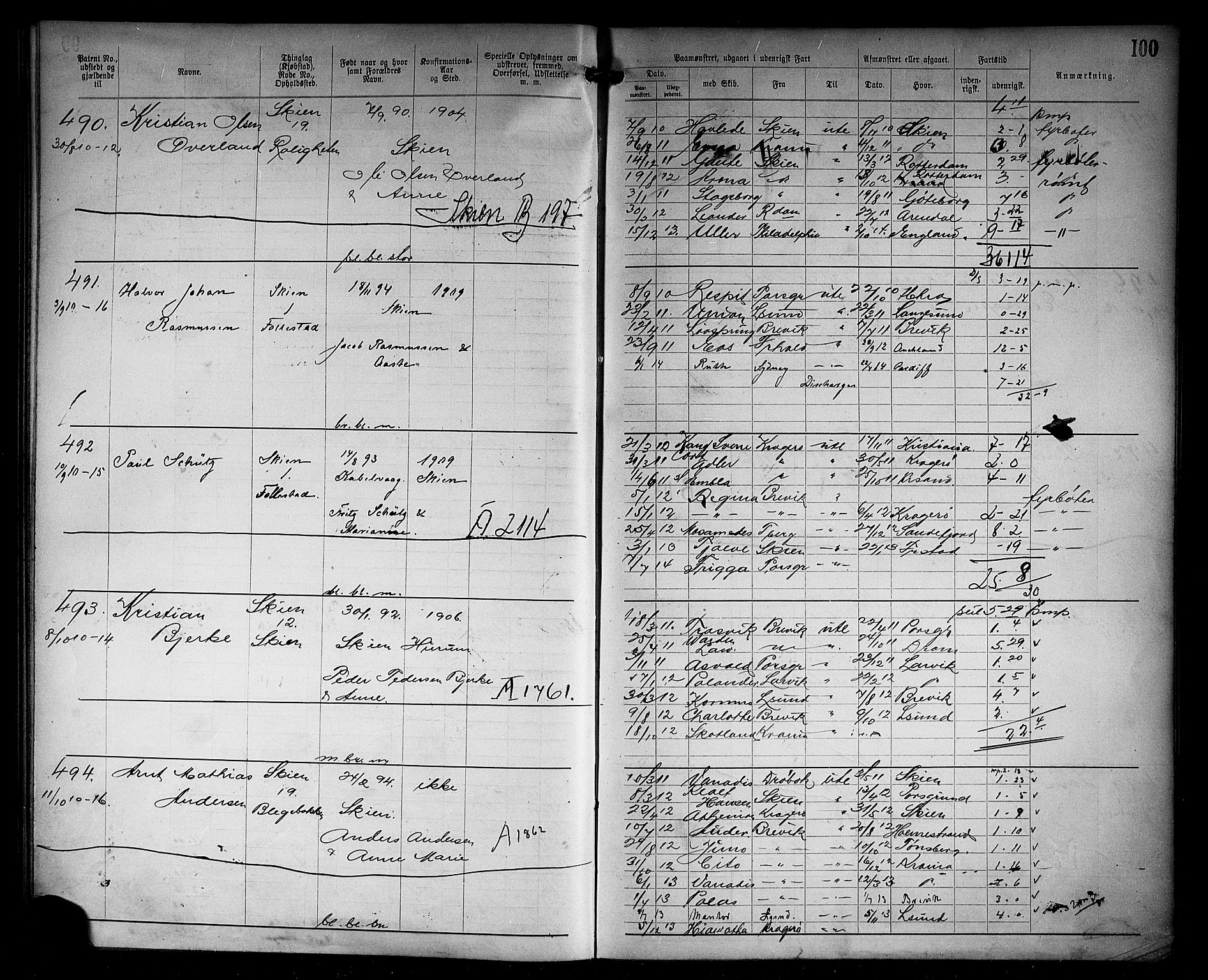 Skien innrulleringskontor, AV/SAKO-A-832/F/Fc/L0006: Annotasjonsrulle, 1899-1911, s. 102