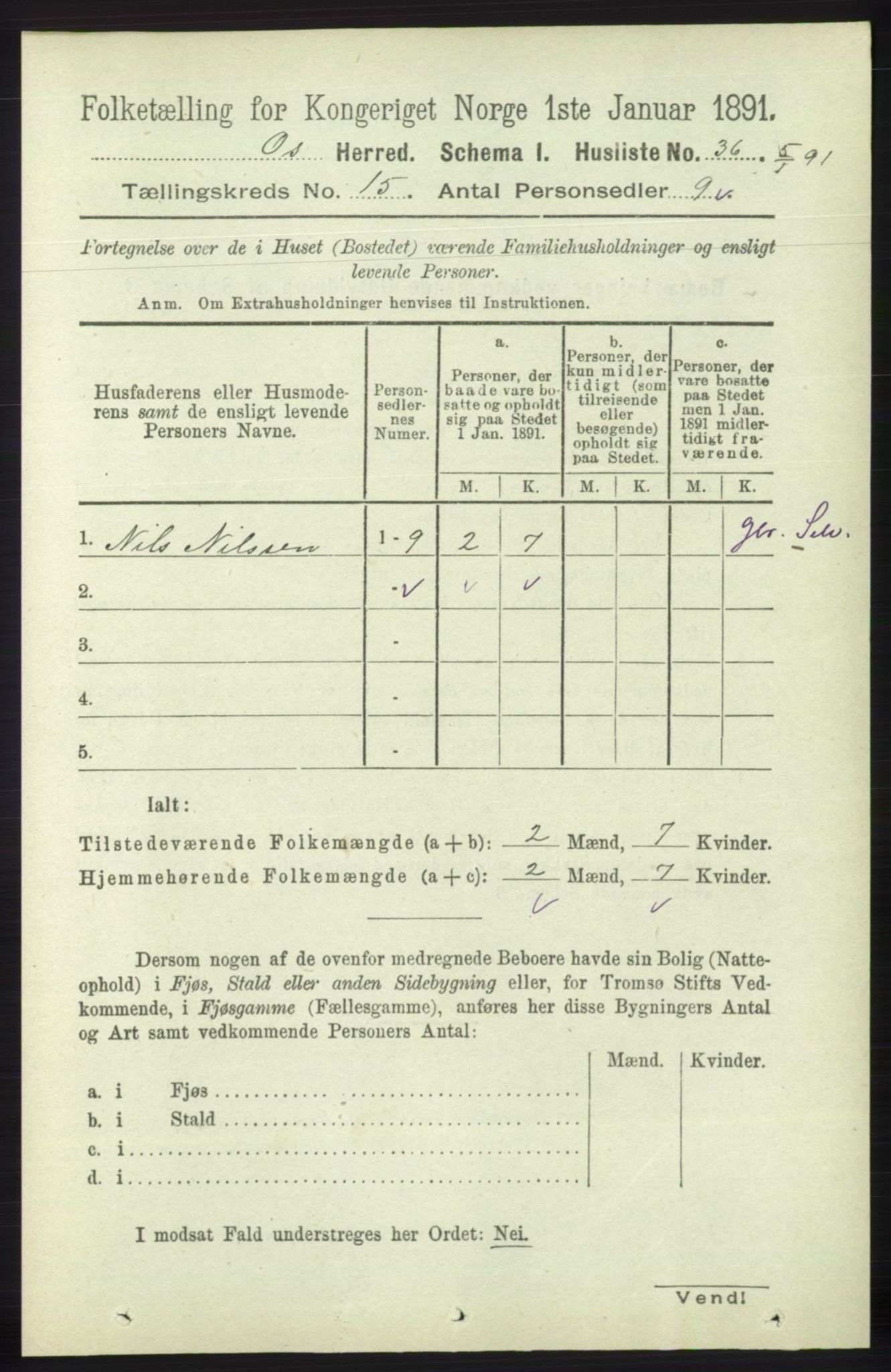 RA, Folketelling 1891 for 1243 Os herred, 1891, s. 3261