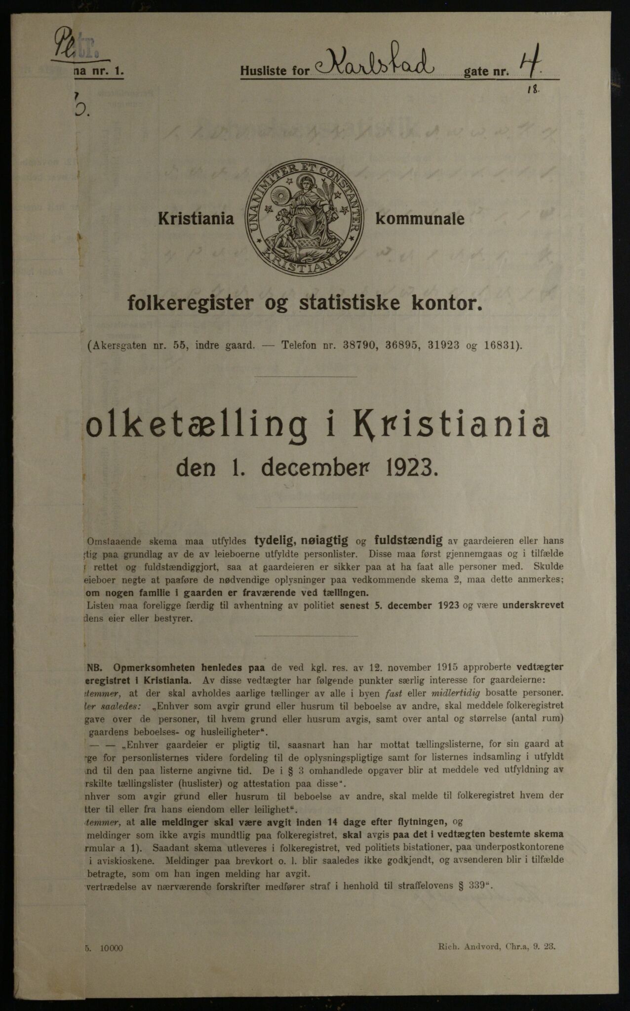 OBA, Kommunal folketelling 1.12.1923 for Kristiania, 1923, s. 54624