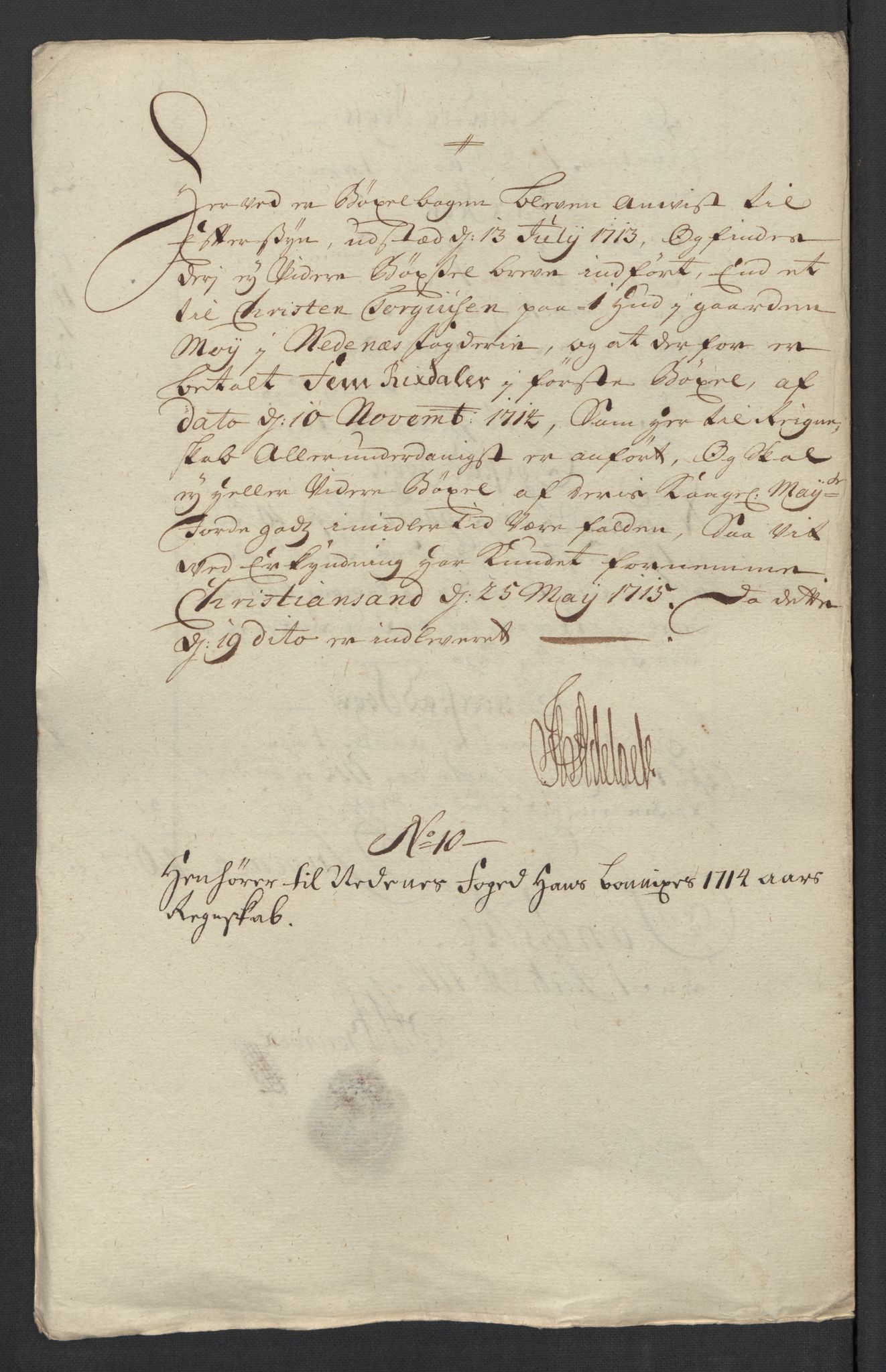 Rentekammeret inntil 1814, Reviderte regnskaper, Fogderegnskap, AV/RA-EA-4092/R39/L2321: Fogderegnskap Nedenes, 1713-1714, s. 258