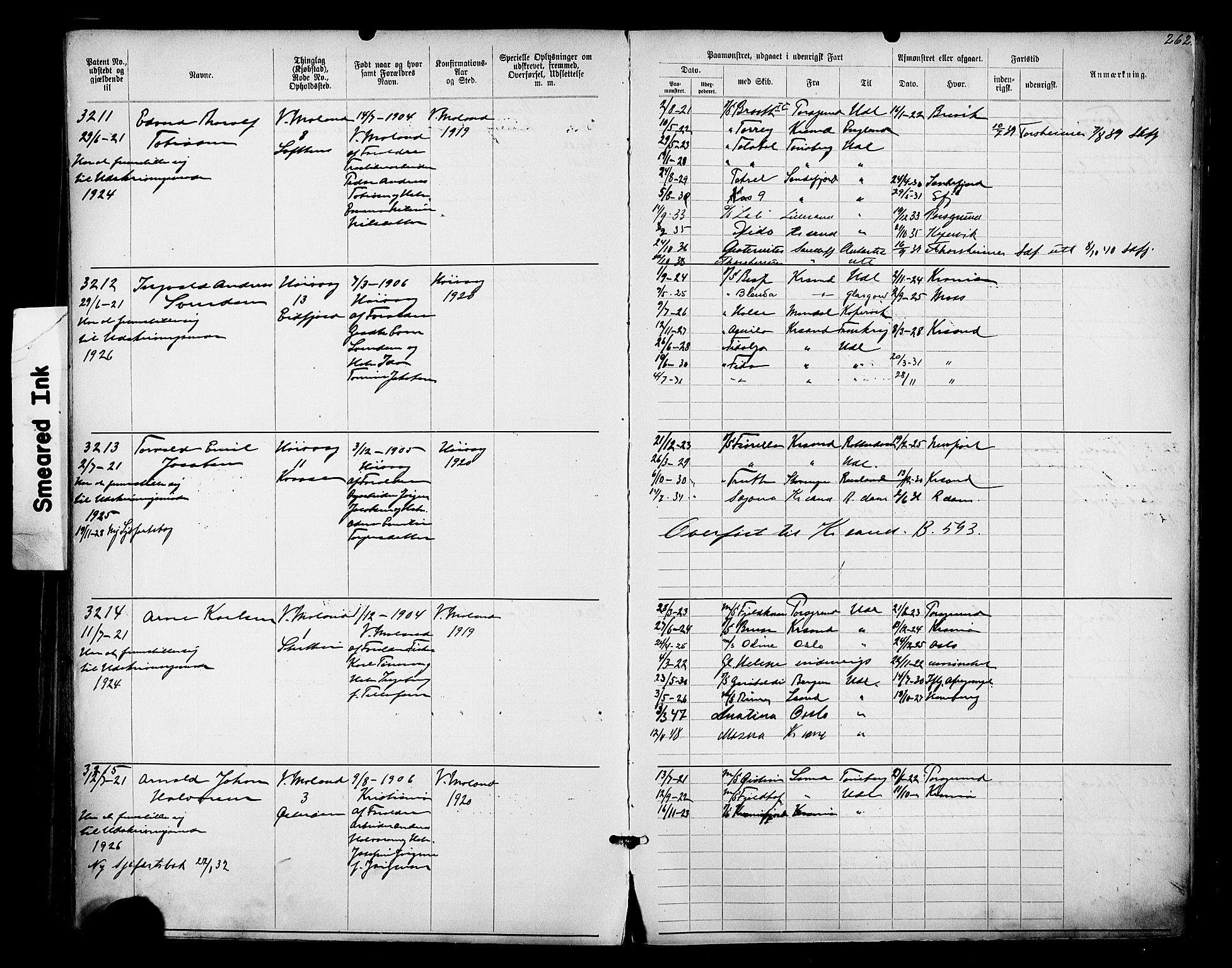 Lillesand mønstringskrets, AV/SAK-2031-0014/F/Fa/L0003: Annotasjonsrulle nr 1911-3489 med register, W-9, 1891-1932, s. 295