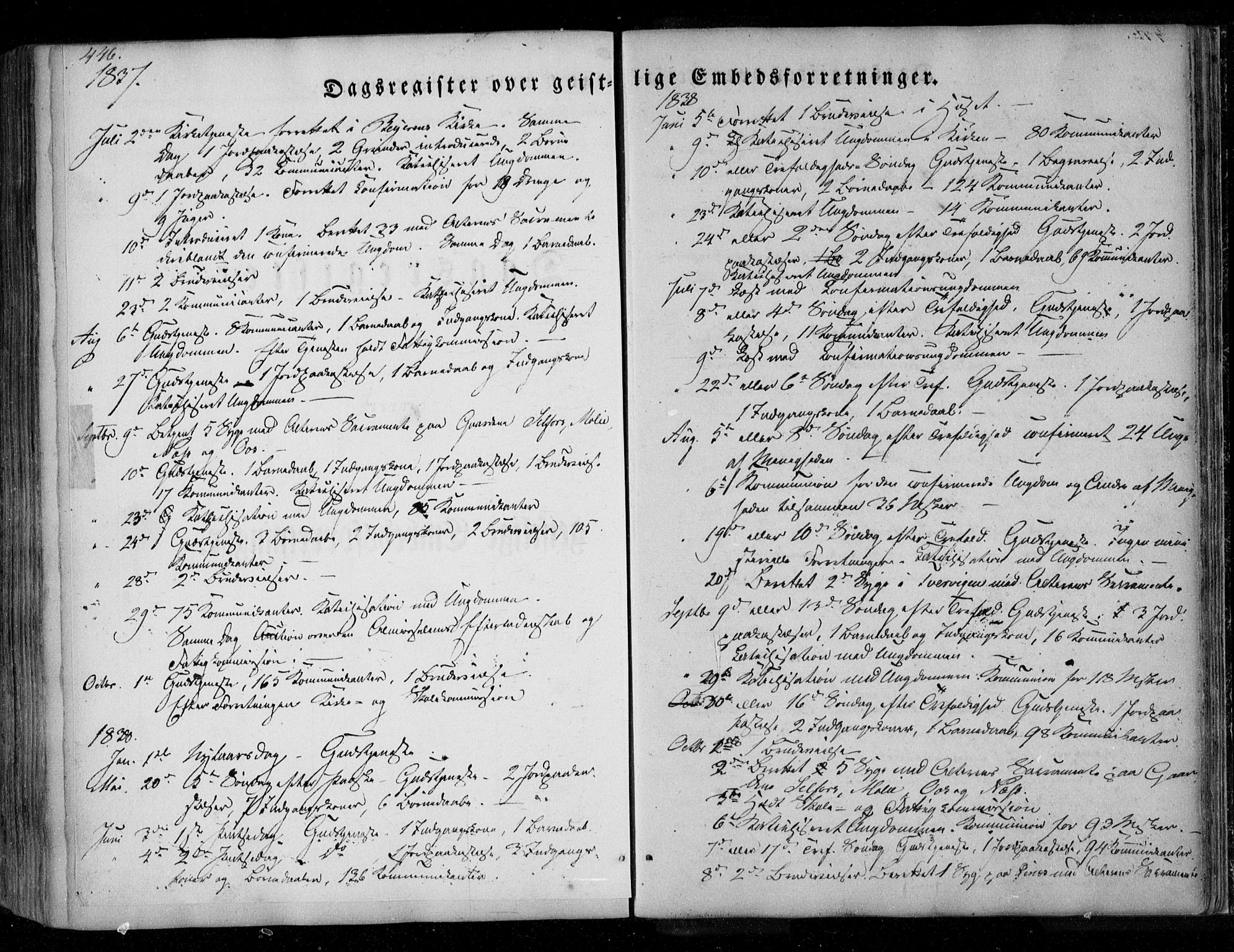 Ministerialprotokoller, klokkerbøker og fødselsregistre - Nordland, SAT/A-1459/846/L0644: Ministerialbok nr. 846A02, 1837-1872, s. 446
