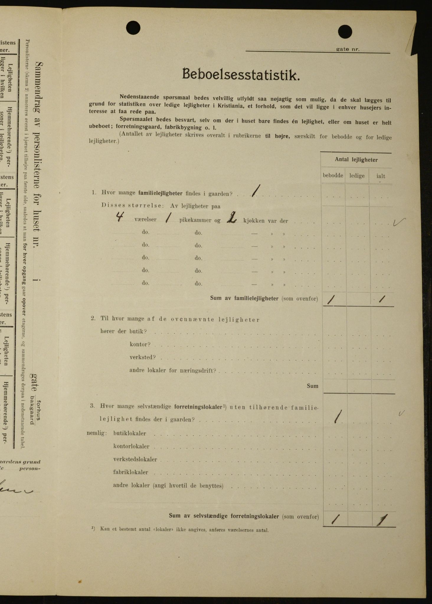 OBA, Kommunal folketelling 1.2.1909 for Kristiania kjøpstad, 1909, s. 106611