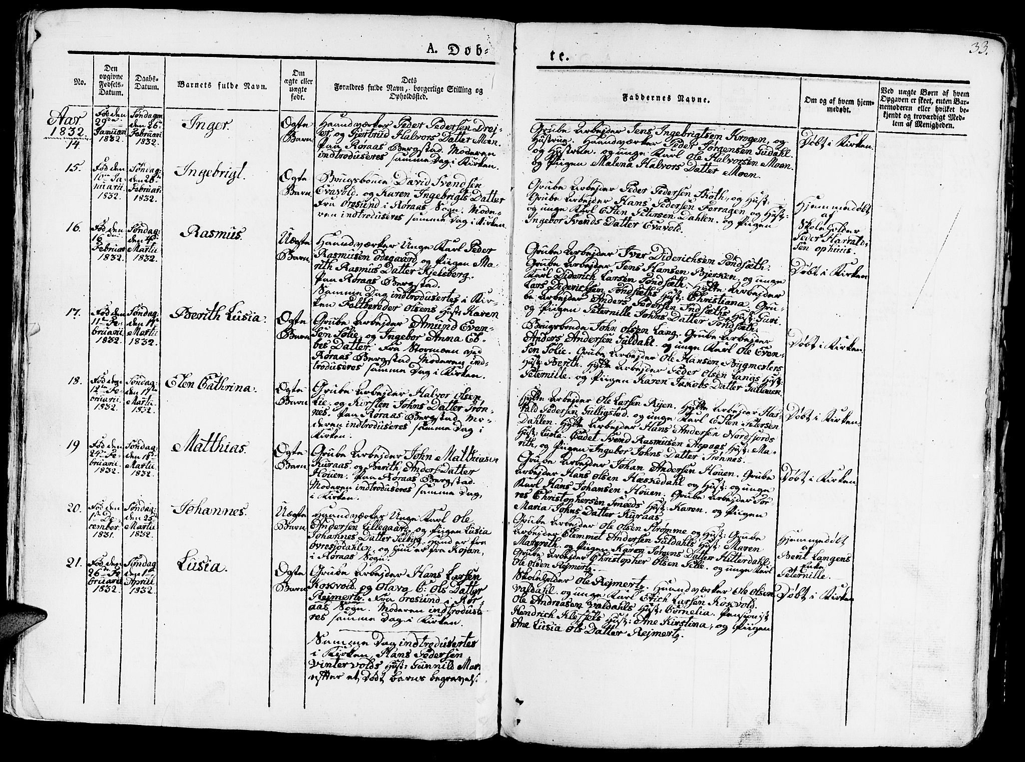 Ministerialprotokoller, klokkerbøker og fødselsregistre - Sør-Trøndelag, AV/SAT-A-1456/681/L0938: Klokkerbok nr. 681C02, 1829-1879, s. 33