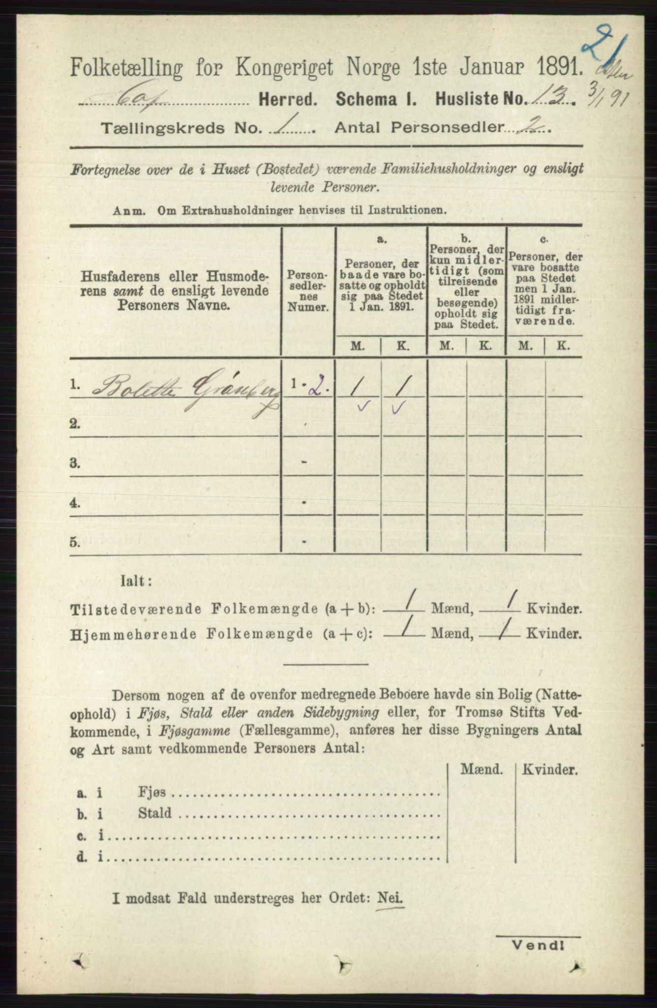 RA, Folketelling 1891 for 0714 Hof herred, 1891, s. 33