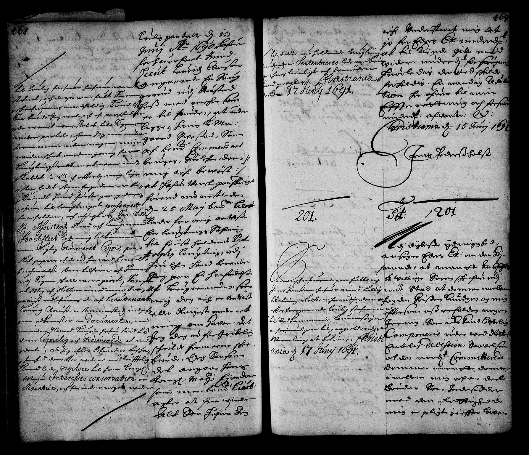 Stattholderembetet 1572-1771, AV/RA-EA-2870/Ae/L0008: Supplikasjons- og resolusjonsprotokoll, 1691, s. 468-469