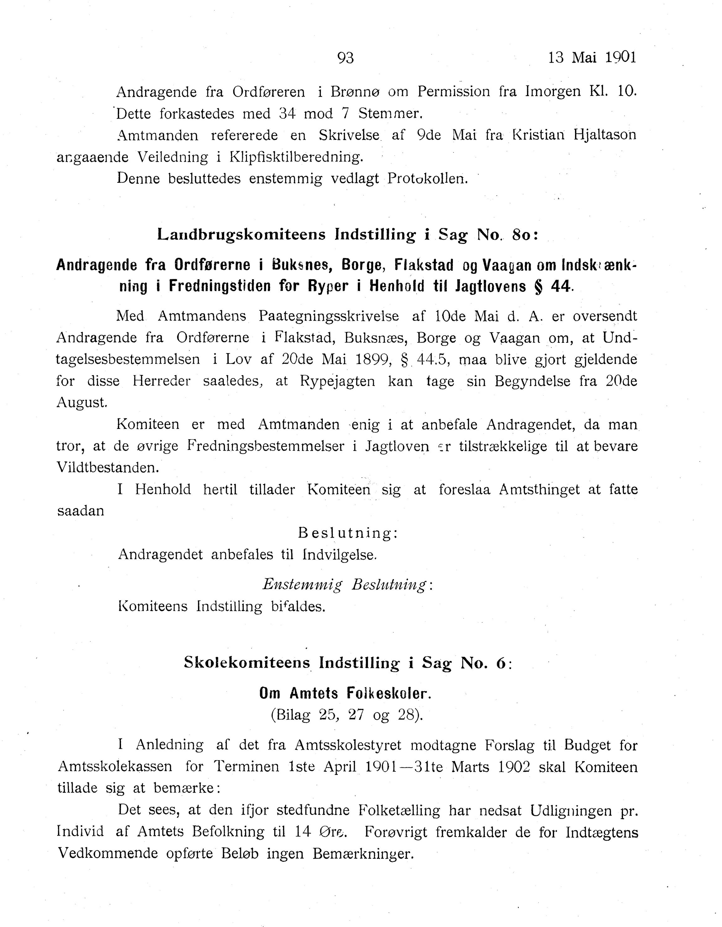 Nordland Fylkeskommune. Fylkestinget, AIN/NFK-17/176/A/Ac/L0024: Fylkestingsforhandlinger 1901, 1901