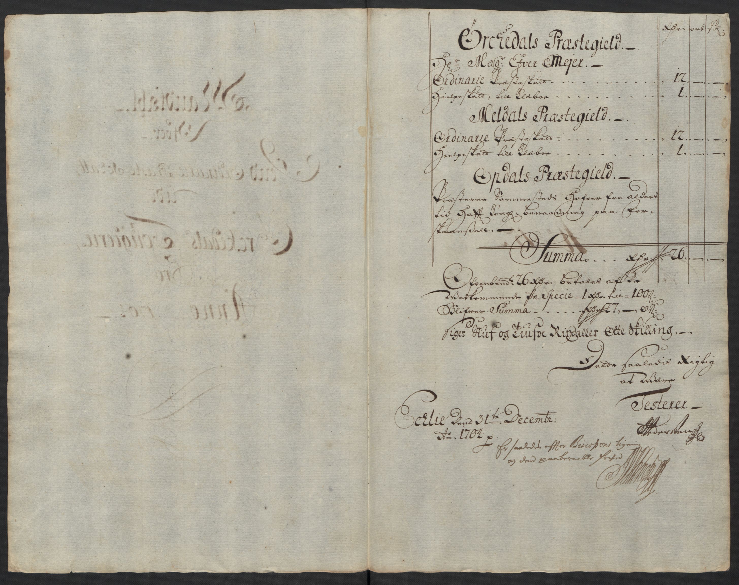 Rentekammeret inntil 1814, Reviderte regnskaper, Fogderegnskap, RA/EA-4092/R60/L3954: Fogderegnskap Orkdal og Gauldal, 1704, s. 181