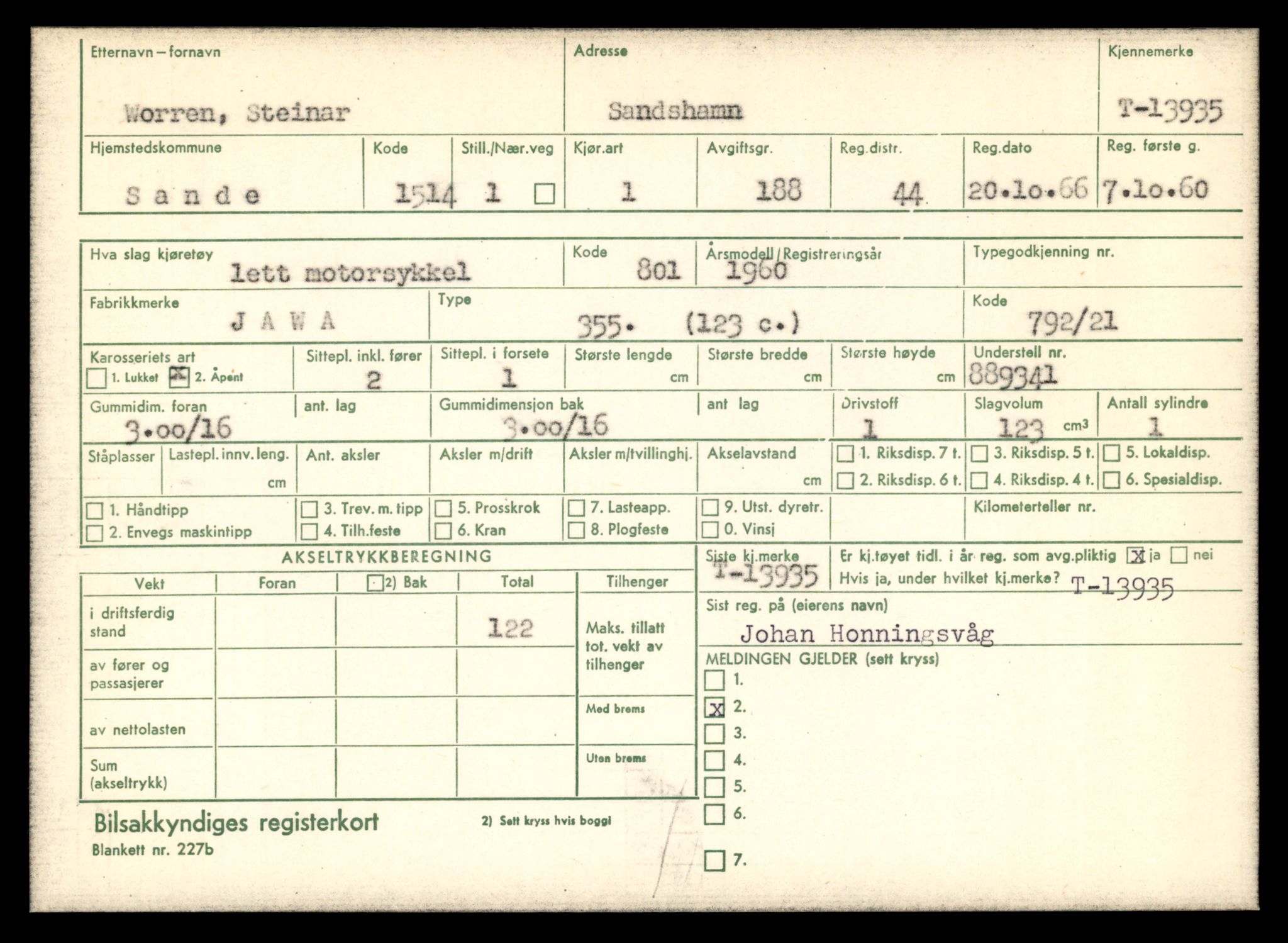 Møre og Romsdal vegkontor - Ålesund trafikkstasjon, AV/SAT-A-4099/F/Fe/L0042: Registreringskort for kjøretøy T 13906 - T 14079, 1927-1998, s. 482