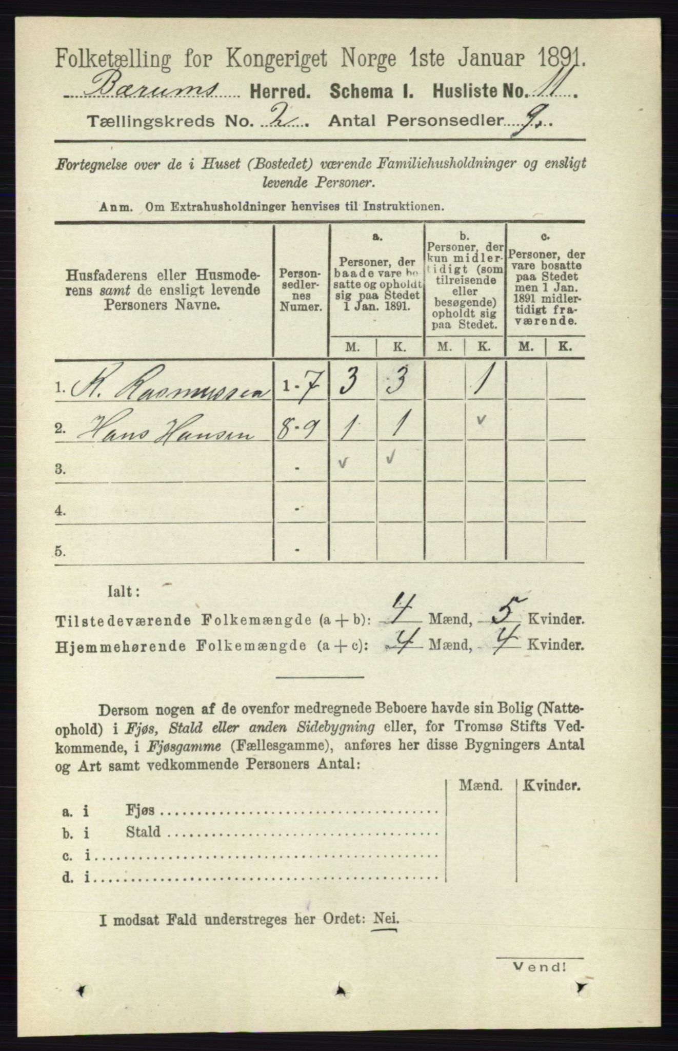 RA, Folketelling 1891 for 0219 Bærum herred, 1891, s. 961