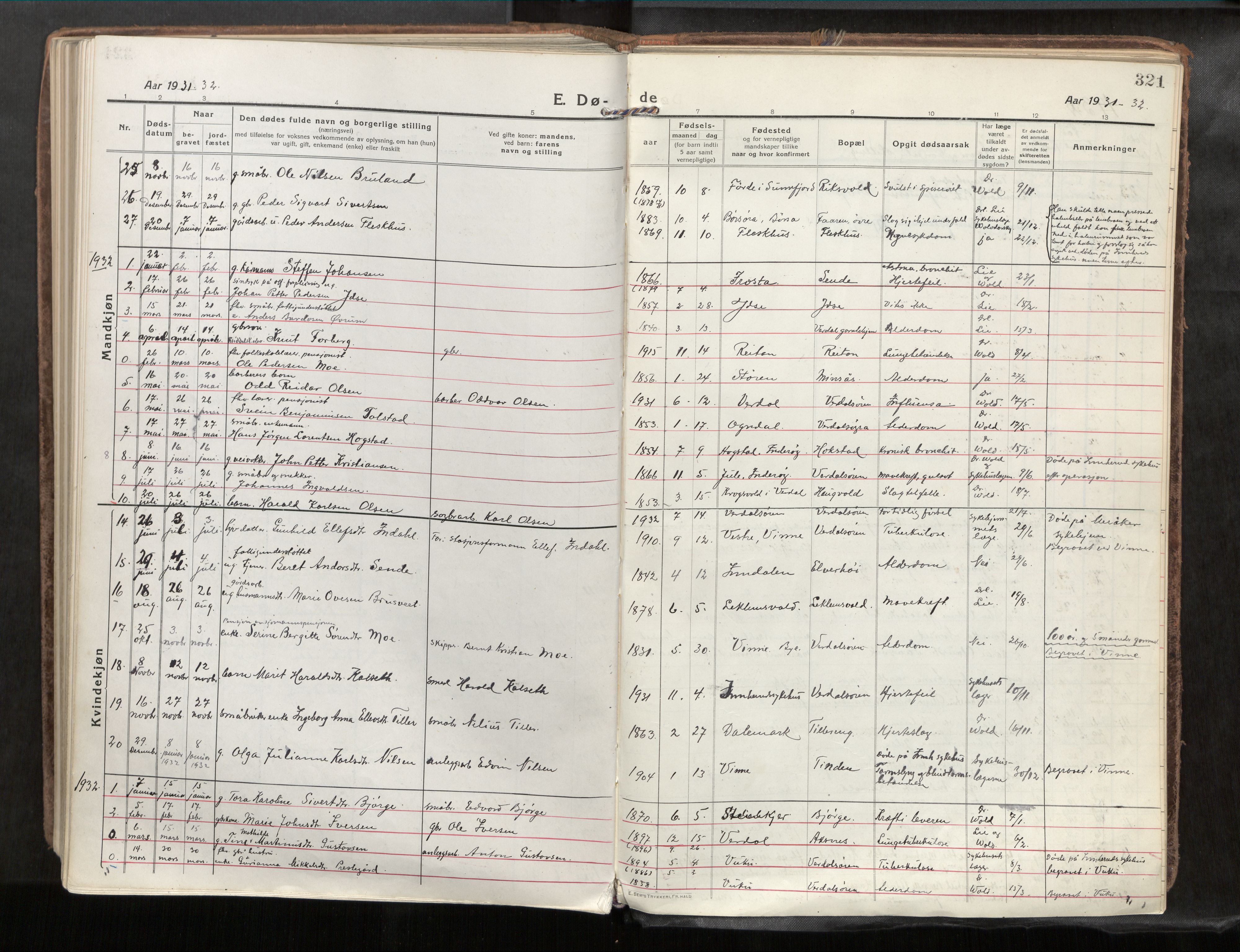 Verdal sokneprestkontor, AV/SAT-A-1156/2/H/Haa/L0001: Ministerialbok nr. 1, 1917-1932, s. 321