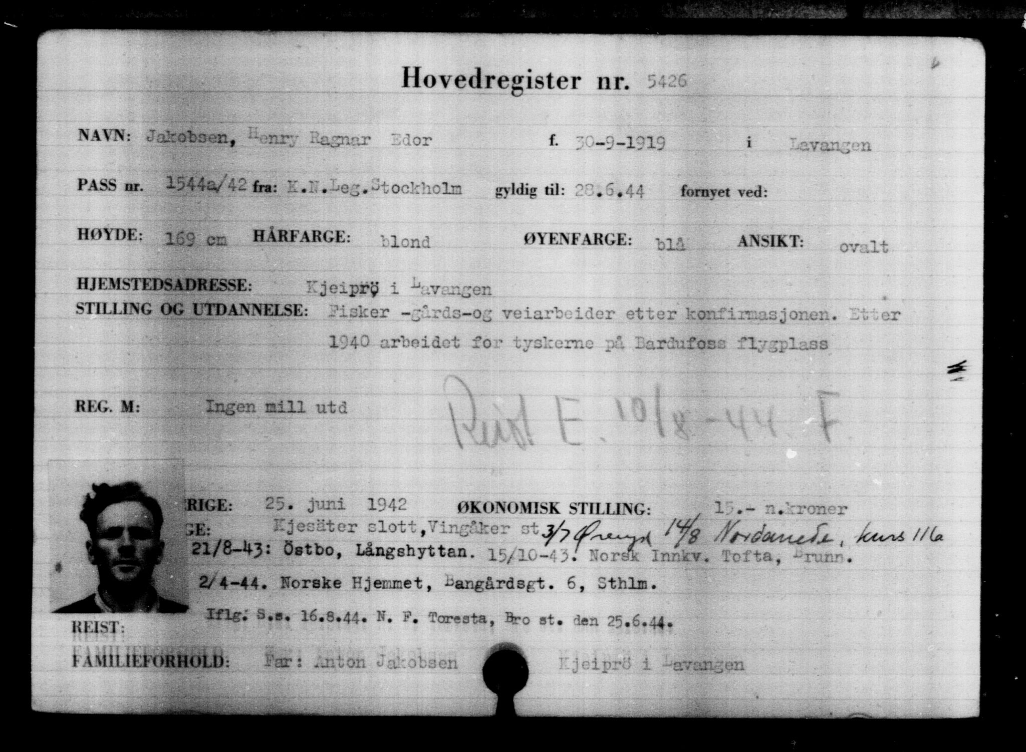 Utenriksstasjonene, Legasjonen i Stockholm, Flyktningkontoret, AV/RA-S-6753/V/Va/L0004: Kjesäterkartoteket, flyktninger med registreringsnr. 3496-6610, 1940-1945, s. 2228