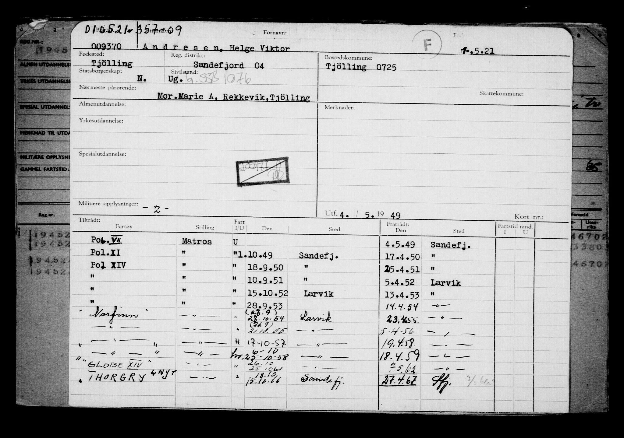 Direktoratet for sjømenn, AV/RA-S-3545/G/Gb/L0193: Hovedkort, 1921, s. 83