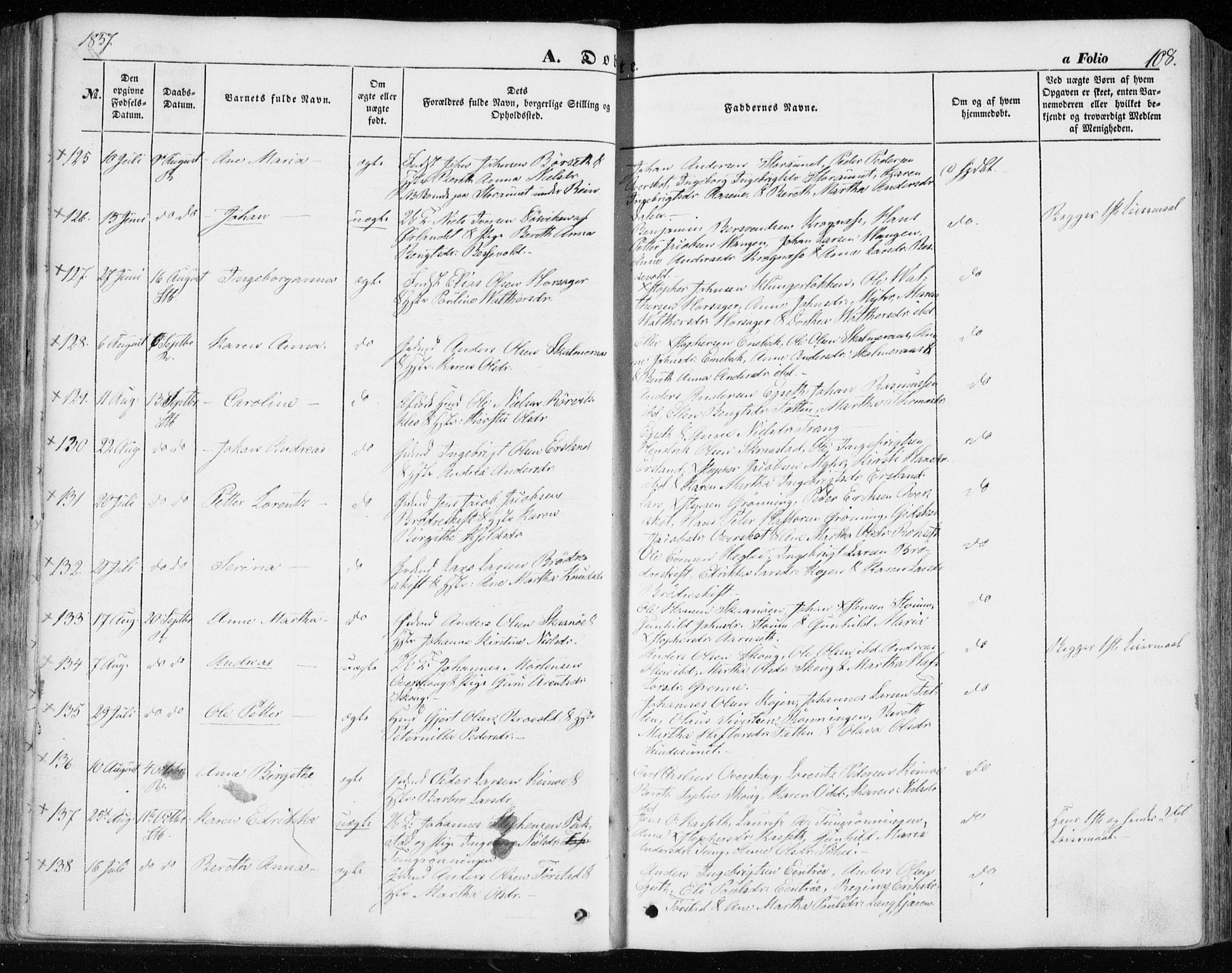 Ministerialprotokoller, klokkerbøker og fødselsregistre - Sør-Trøndelag, SAT/A-1456/646/L0611: Ministerialbok nr. 646A09, 1848-1857, s. 108