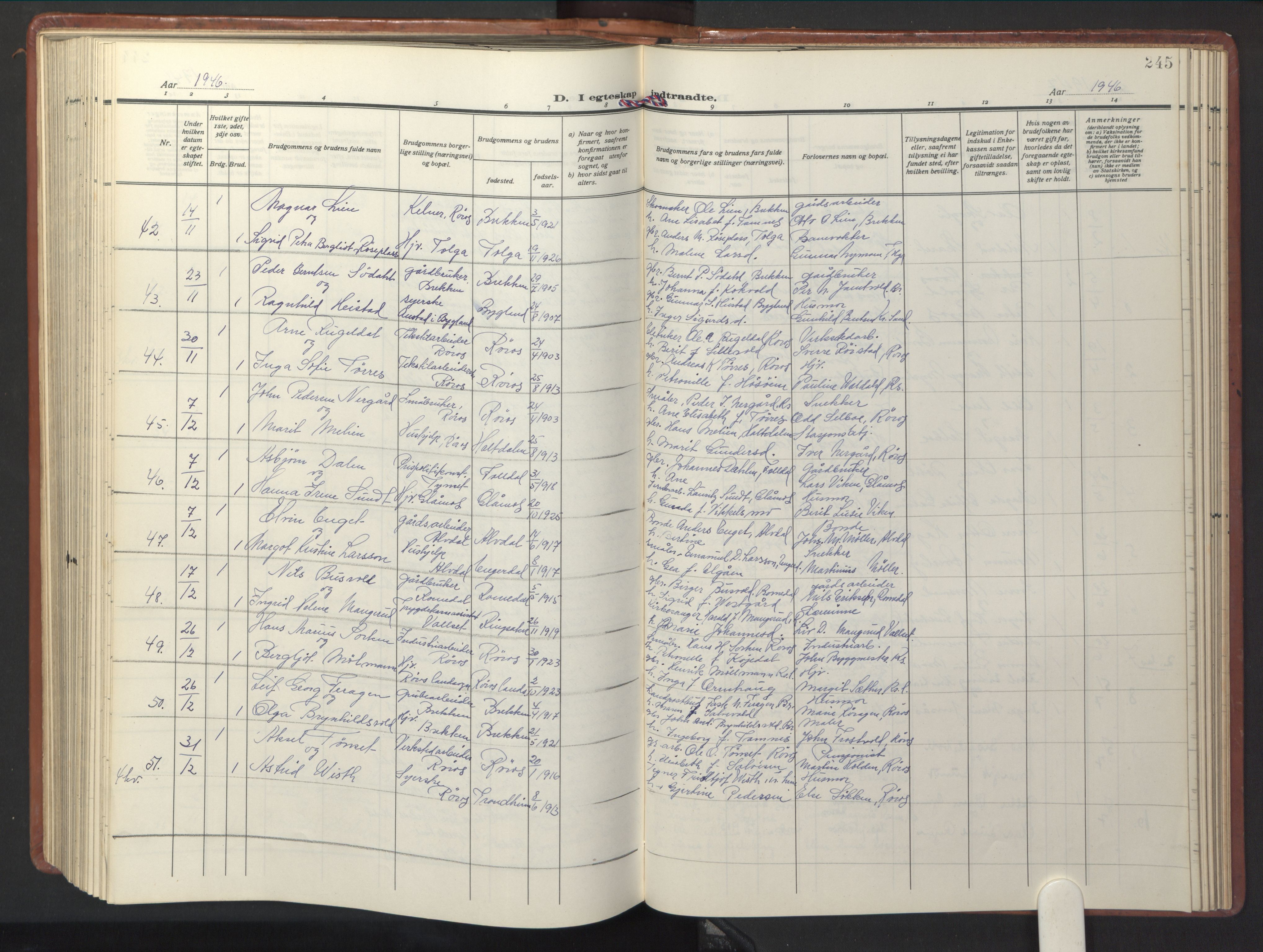 Ministerialprotokoller, klokkerbøker og fødselsregistre - Sør-Trøndelag, SAT/A-1456/681/L0943: Klokkerbok nr. 681C07, 1926-1954, s. 245