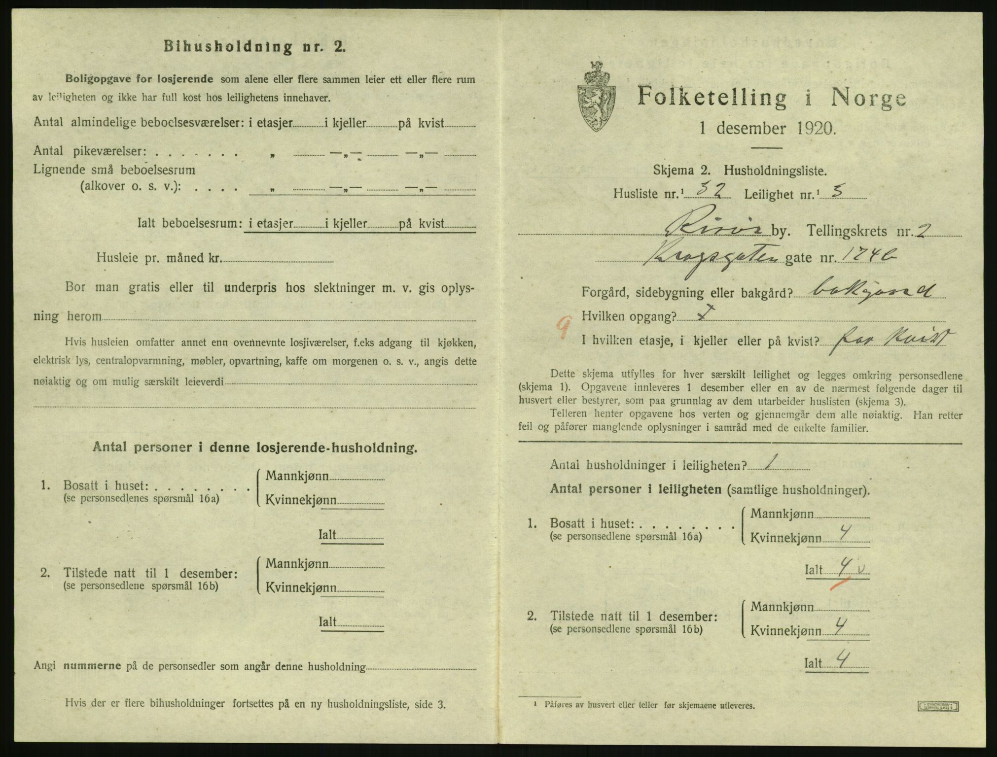 SAK, Folketelling 1920 for 0901 Risør kjøpstad, 1920, s. 2033