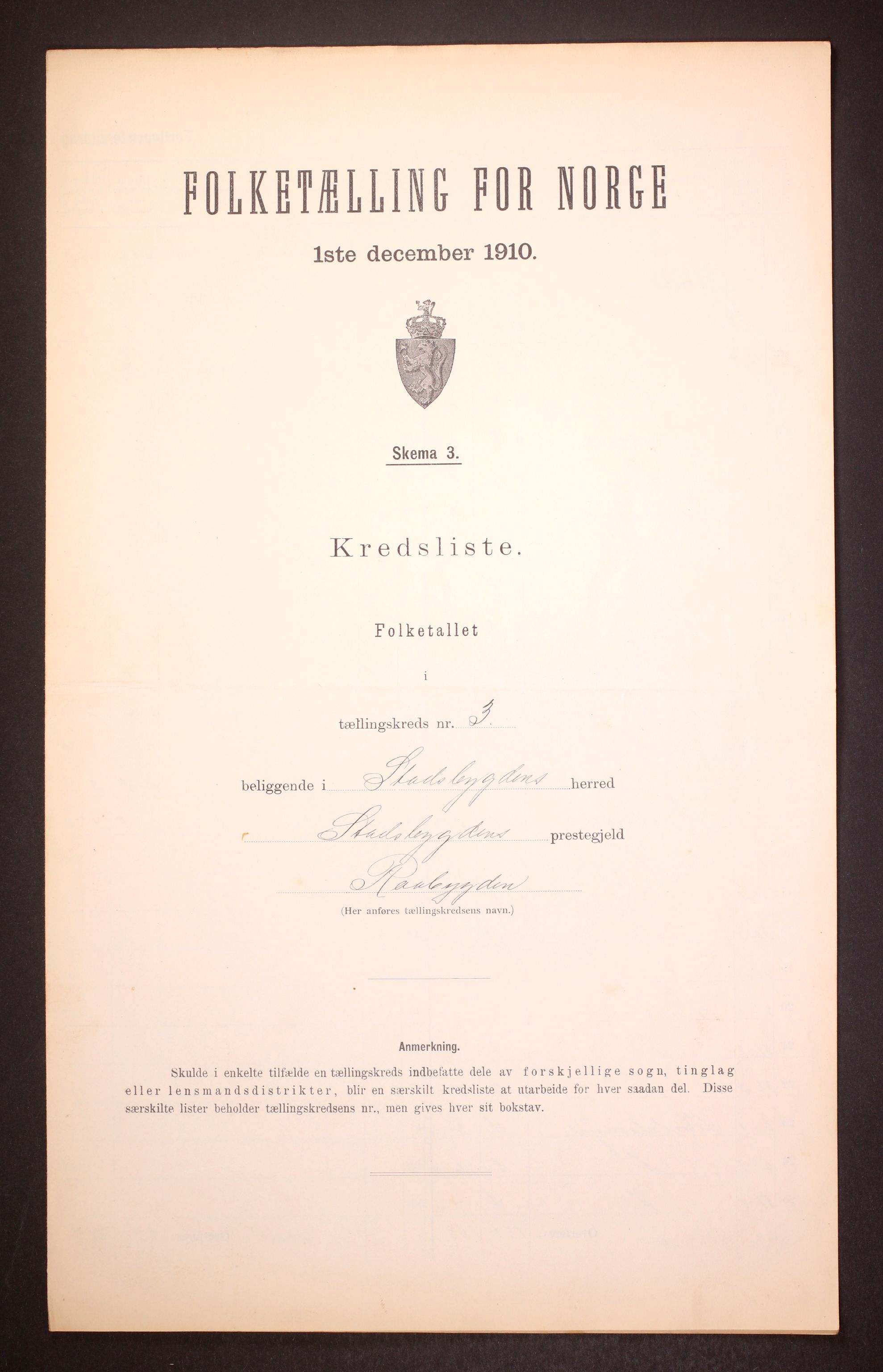 RA, Folketelling 1910 for 1625 Stadsbygd herred, 1910, s. 10