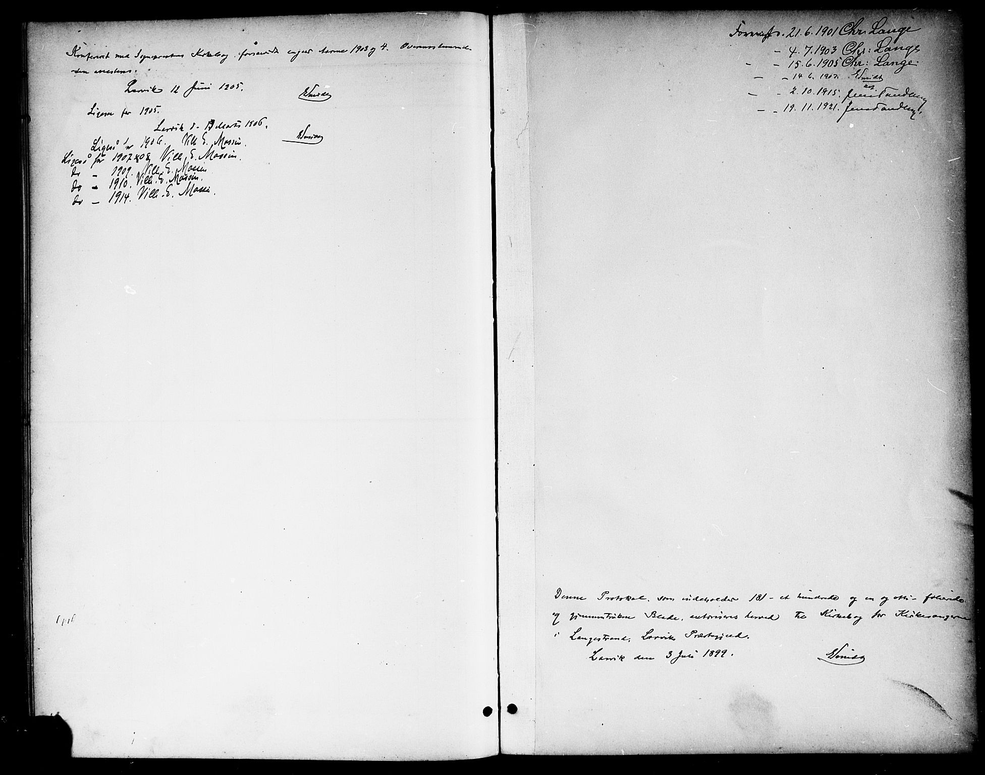 Larvik kirkebøker, AV/SAKO-A-352/G/Gb/L0004: Klokkerbok nr. II 4, 1899-1919