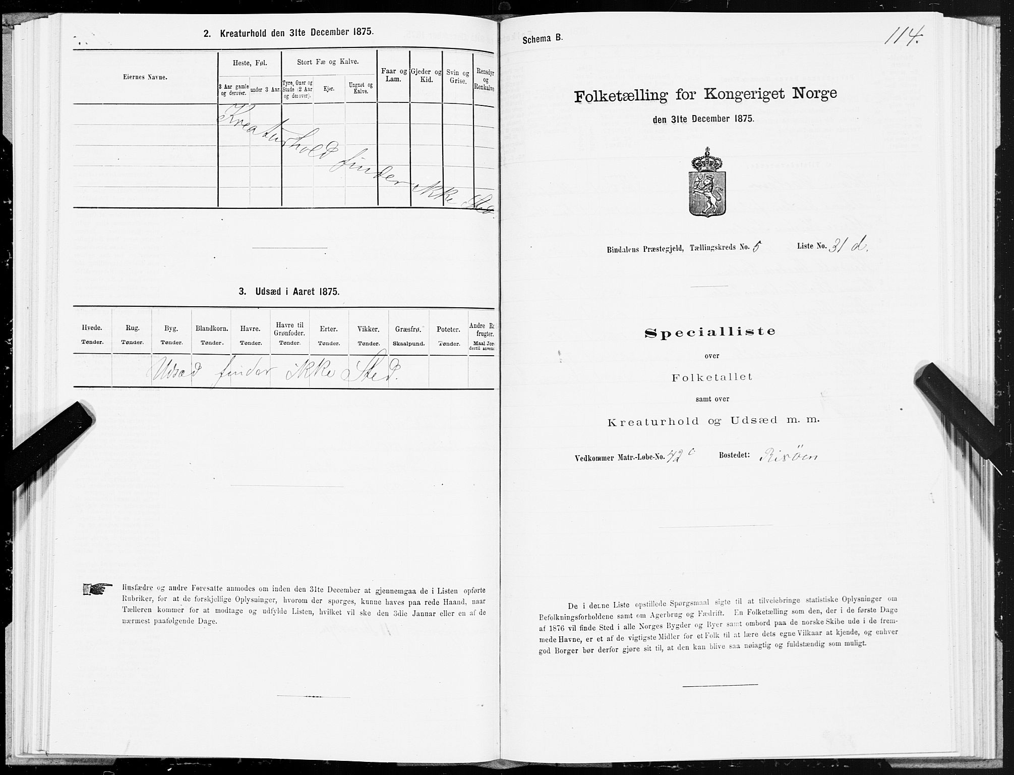 SAT, Folketelling 1875 for 1811P Bindal prestegjeld, 1875, s. 2114