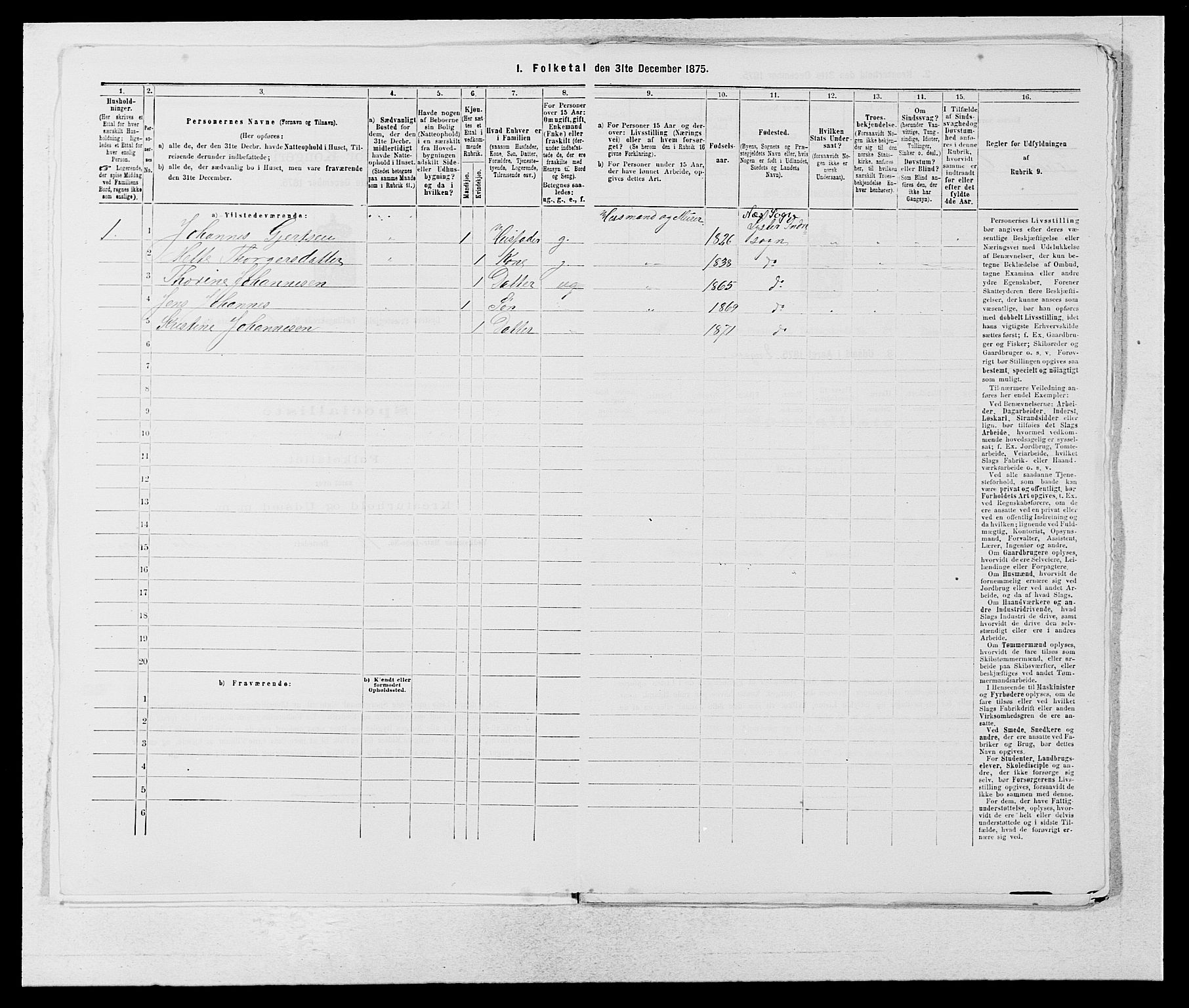 SAB, Folketelling 1875 for 1426P Luster prestegjeld, 1875, s. 940