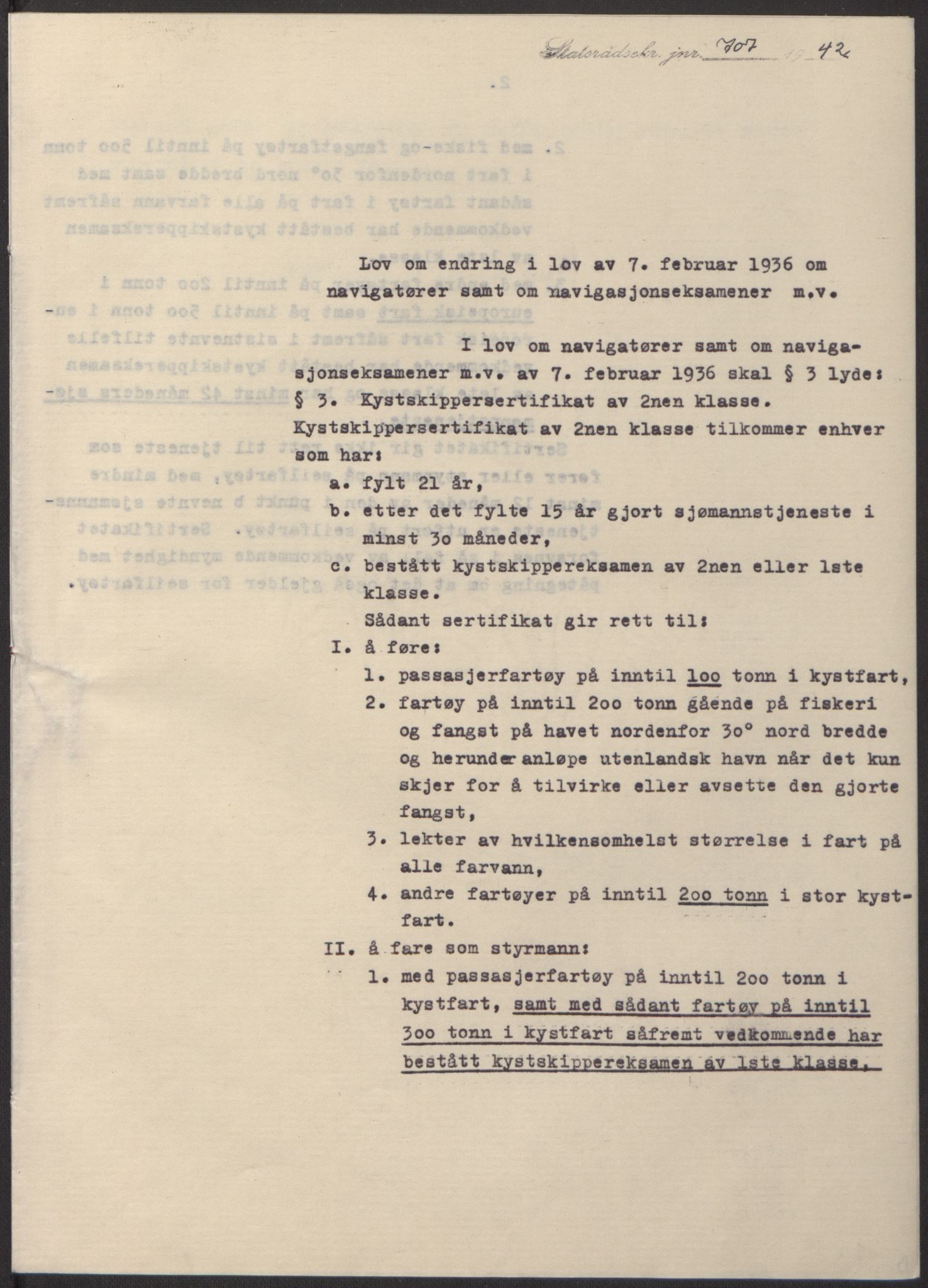 NS-administrasjonen 1940-1945 (Statsrådsekretariatet, de kommisariske statsråder mm), RA/S-4279/D/Db/L0098: Lover II, 1942, s. 402