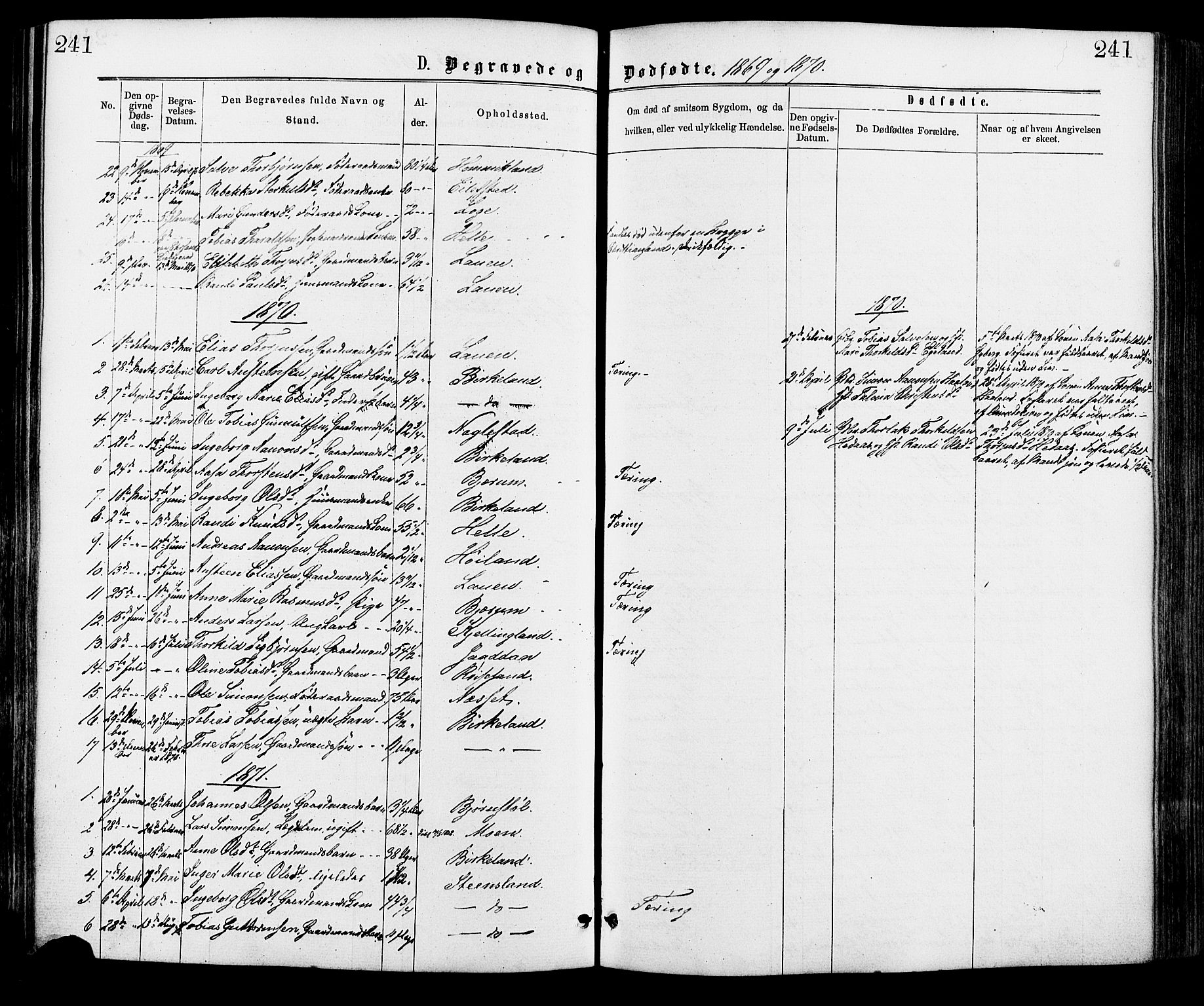 Hægebostad sokneprestkontor, SAK/1111-0024/F/Fa/Faa/L0005: Ministerialbok nr. A 5, 1864-1886, s. 241
