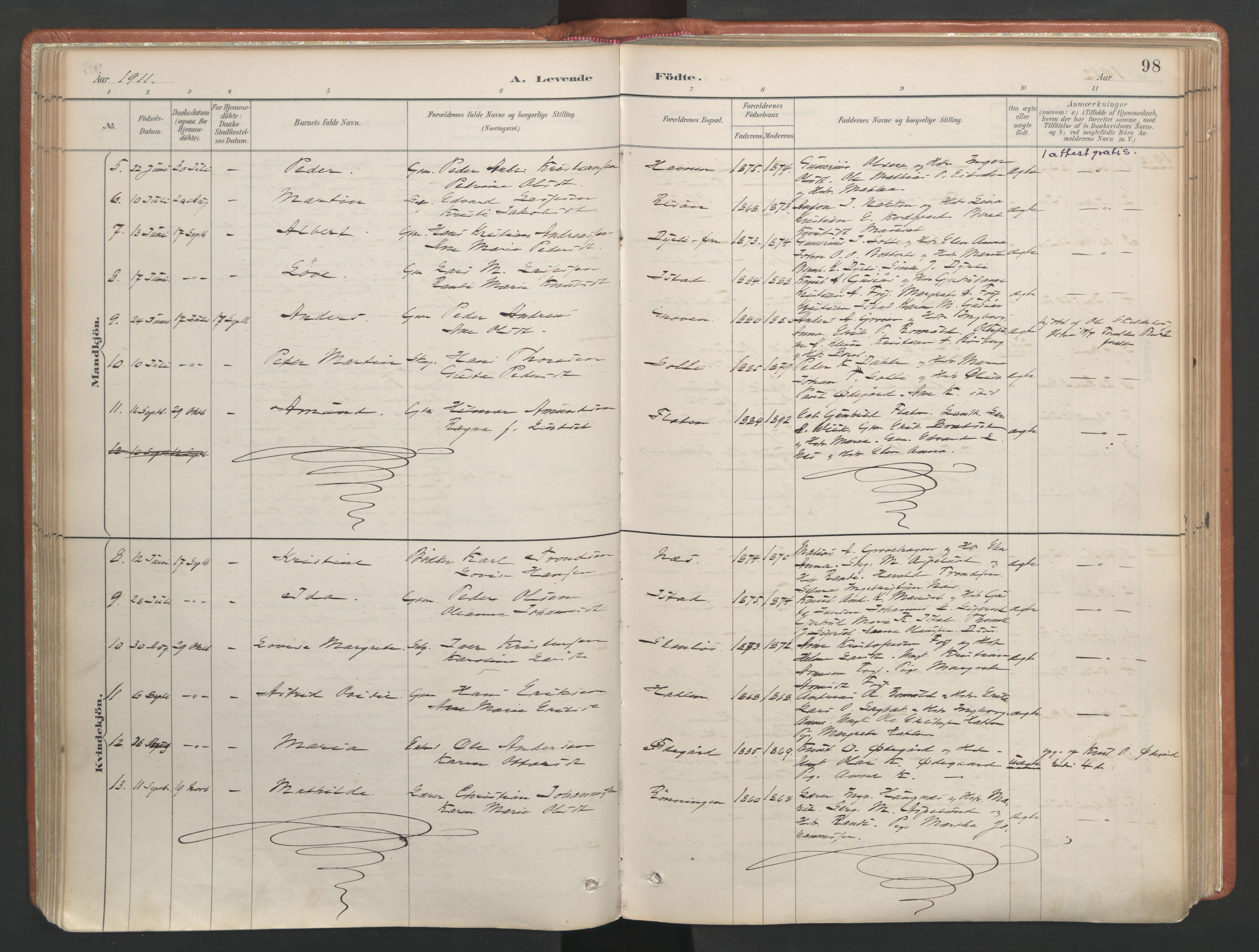 Ministerialprotokoller, klokkerbøker og fødselsregistre - Møre og Romsdal, SAT/A-1454/557/L0682: Ministerialbok nr. 557A04, 1887-1970, s. 98